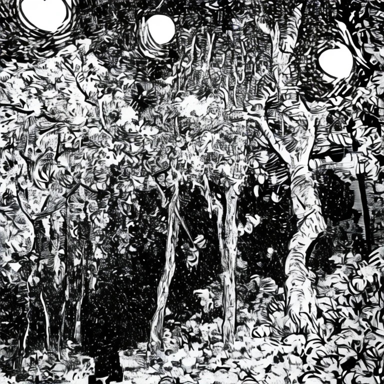 black andwhite，Big birdcage hanging on big tree，love heart，vine，petals，rosette，abstracted，wilt，sparse