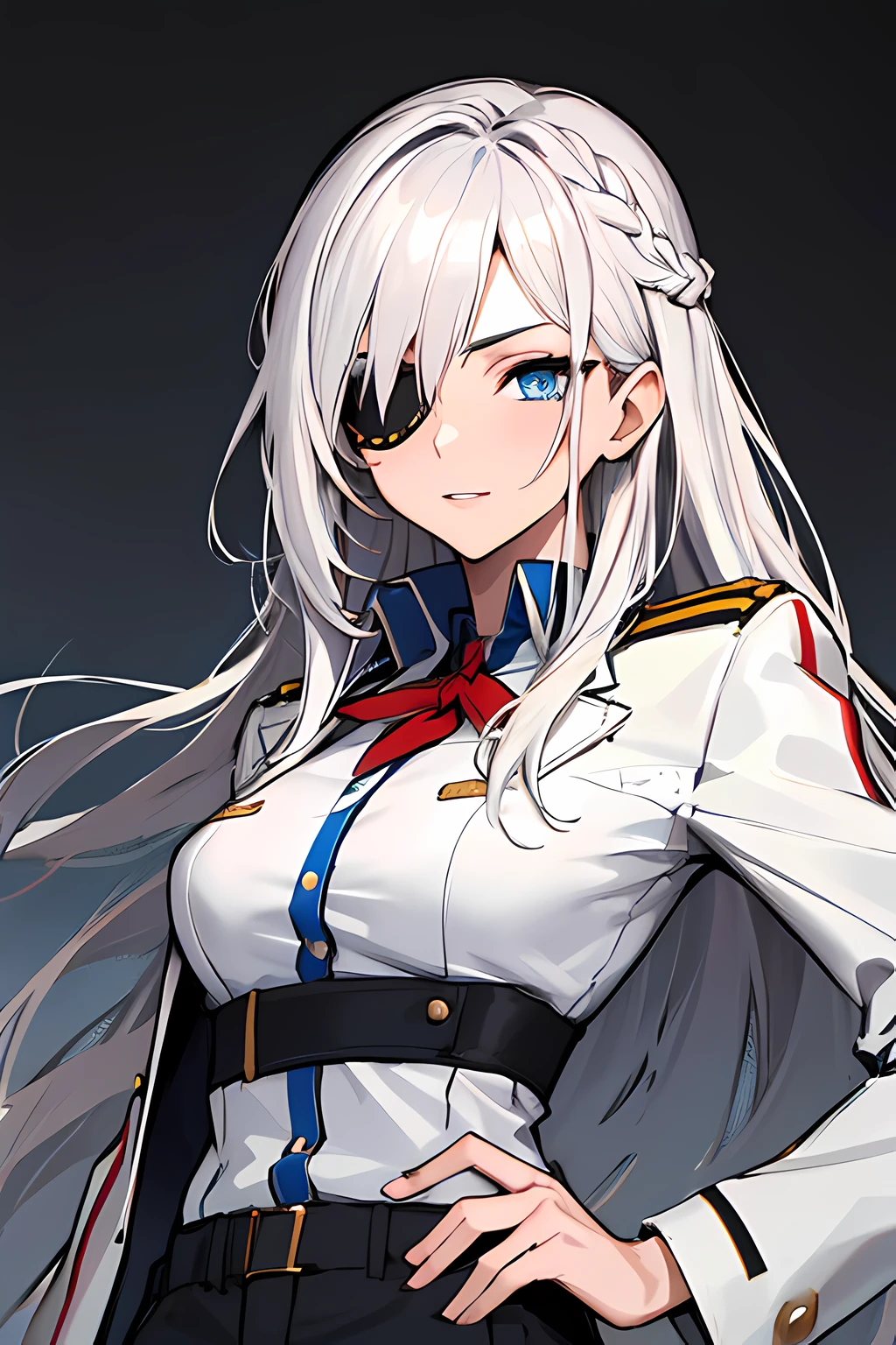 ((Masterpiece), Best Quality, Girl, (Uniform), Silver Shorthair, Blue Eyes, (Skirt Deflected by the Wind), White Panties, (Shy Face), (Shy Face), (Angry Face), Perfect Anatomy