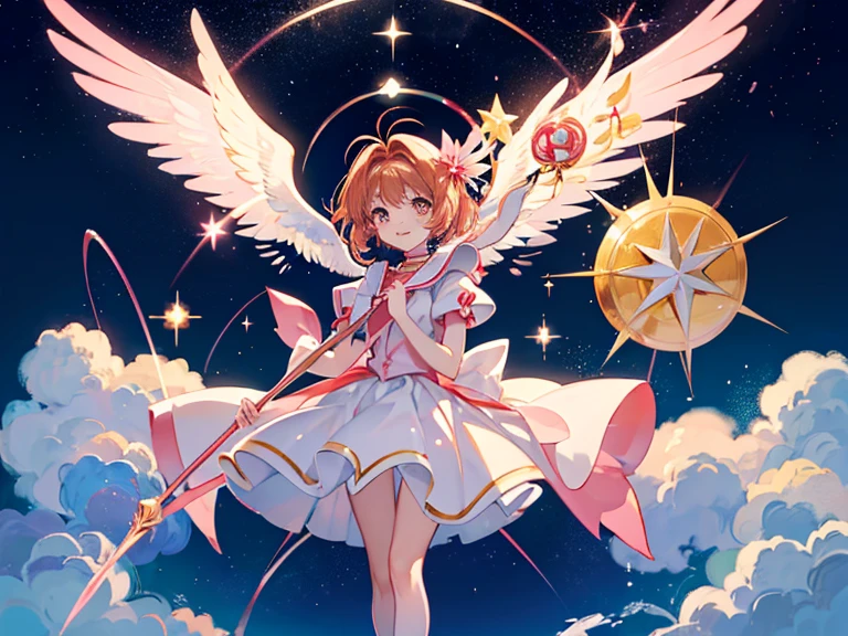 Cardcaptor Sakura、clear card version、kinomoto sakura、kirakira、fluffly、clear sky and sun、ssmile、There is a rainbow in the sky、Flying in the sky、back lighting