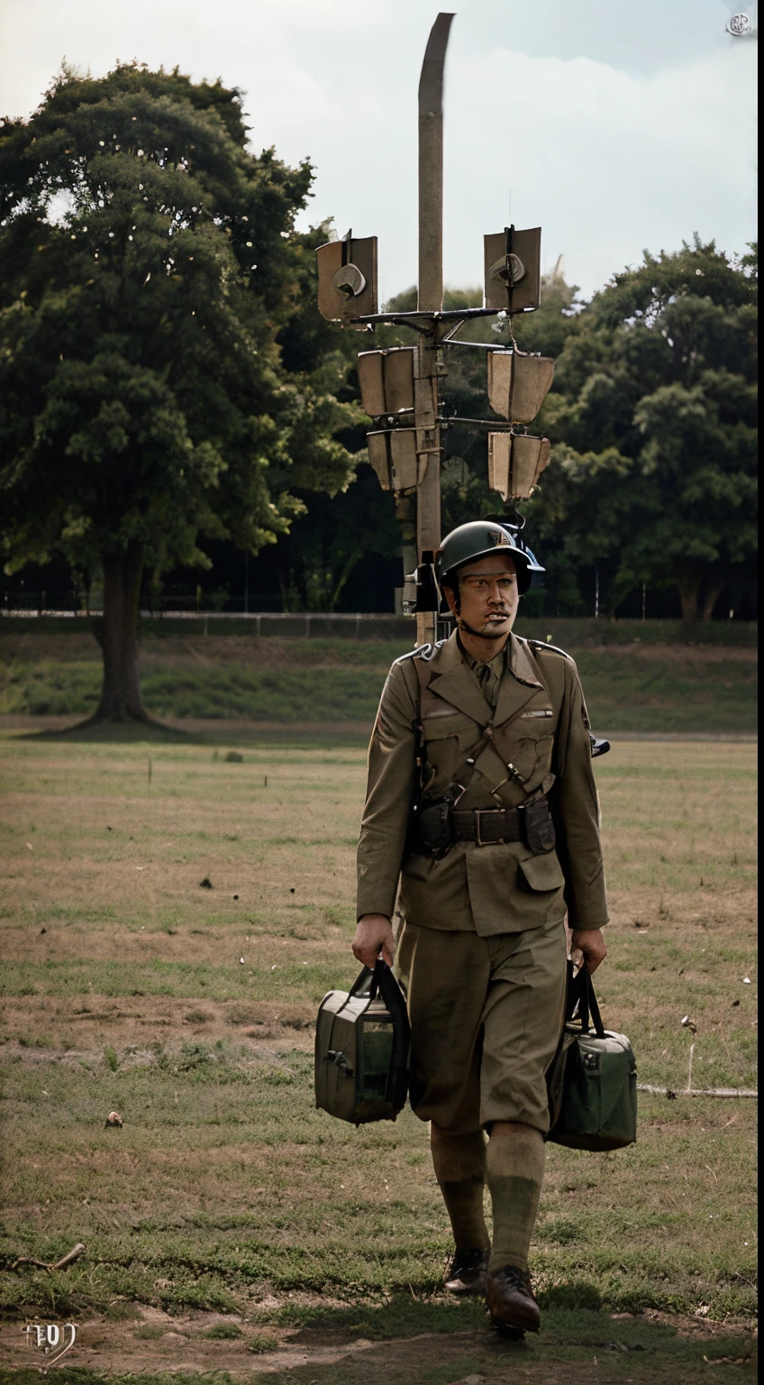 Bats carrying bomb in field with ww2 background, battlefields background, in 1930s - 1940s, attacking japan empire