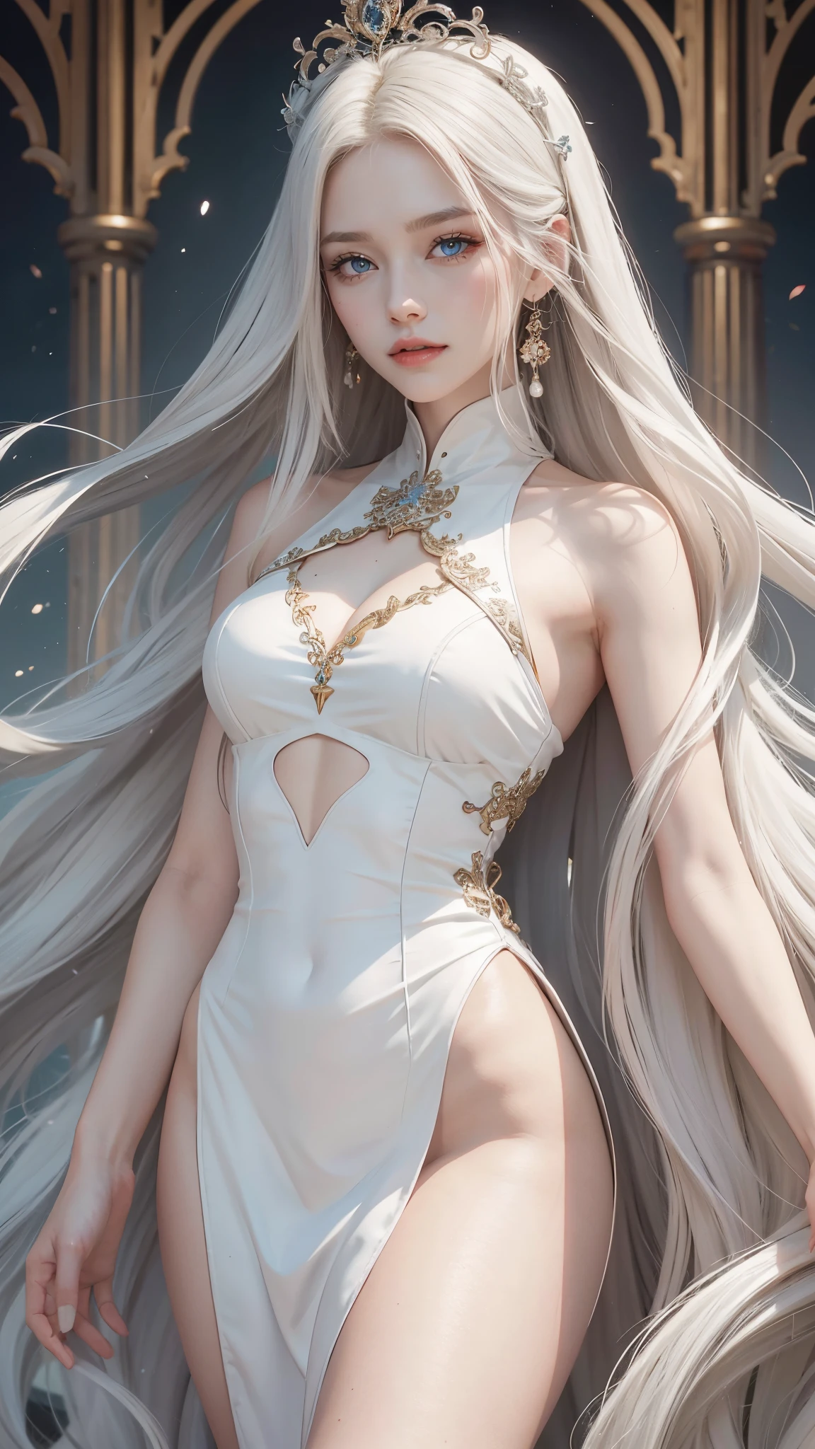 Insightful eyes,Long flowing hair,Very long, long, long hair,Porcelain white face,Soft and shiny