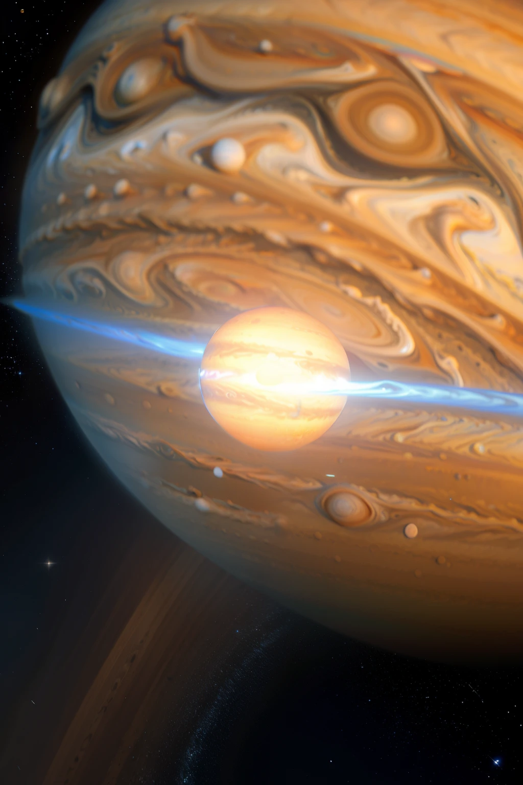 Generate a three-star picture of the Earth, Sun, and Jupiter