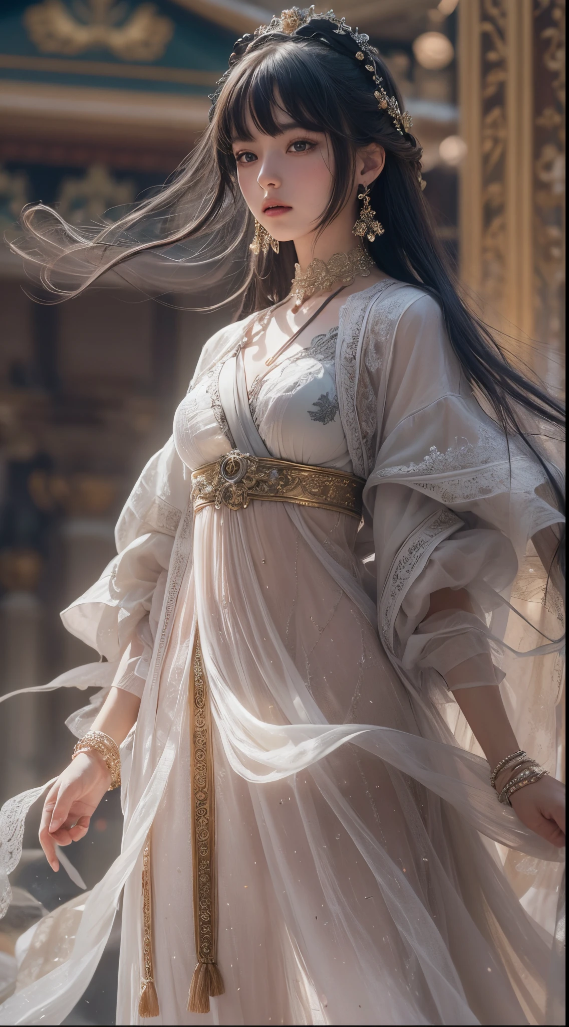 1girls,goddesses，Venus，Delicate and beautiful face,Medium long black hair，flowy，full breast，Convex buttocks，Roman skirt，perfectly proportioned, Detailed clothing details,Temple，arena，wonderland，Cinematic lighting, filmgrain, Fujicolor, light and darkcontrast, 8K, 巨作, Textured skin, Super detail, High detail, High quality, high resolucion,