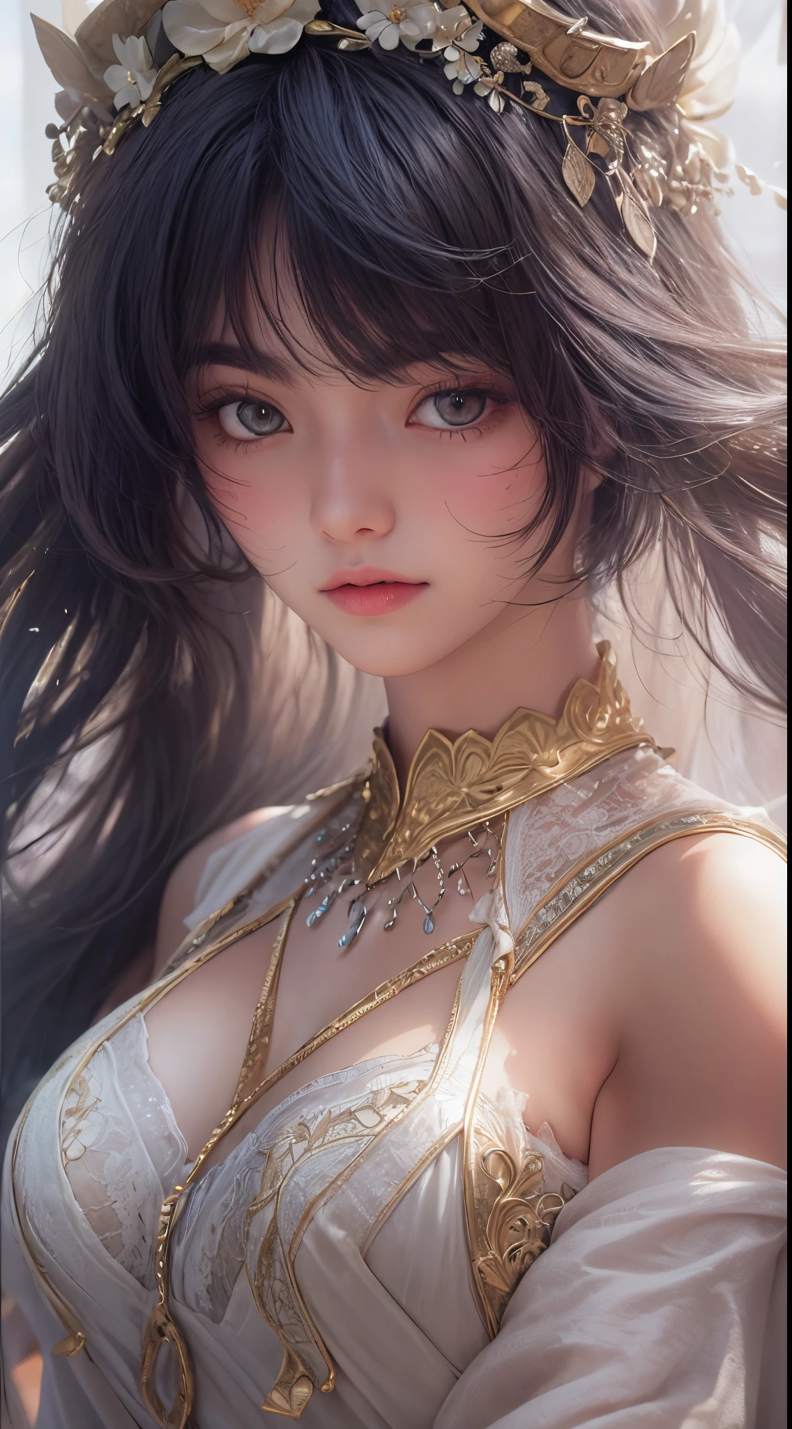 1girls,goddesses，Venus，Delicate and beautiful face,Medium long black hair，flowy，full breast，Convex buttocks，Roman skirt，perfectly proportioned, Detailed clothing details,Temple，arena，wonderland，Cinematic lighting, filmgrain, Fujicolor, light and darkcontrast, 8K, 巨作, Textured skin, Super detail, High detail, High quality, high resolucion,