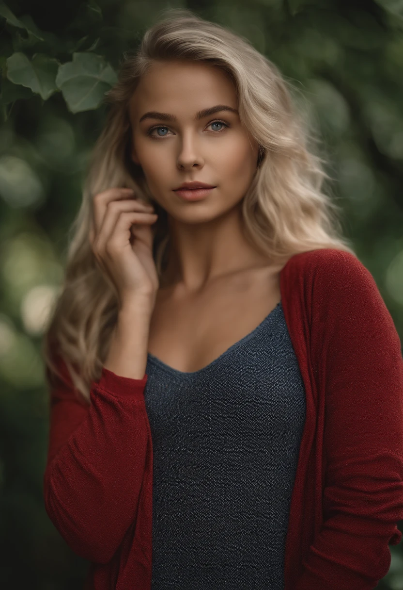 RAW photo in sequence, a photo of a 16-year-old teenager, ((selfie from the full upper body of the body, happy)), full length, detailed photos, detailed fund plans, natural light, HDR, realistic photos, professional photos, professional photos, visual sexy, photorealista, natural skin, 8k UHD, high quality, filmic grain, Fujifilm XT3, blonde hair, blue eyes, Olivia Dunn, Detailled touch, red collar shirt