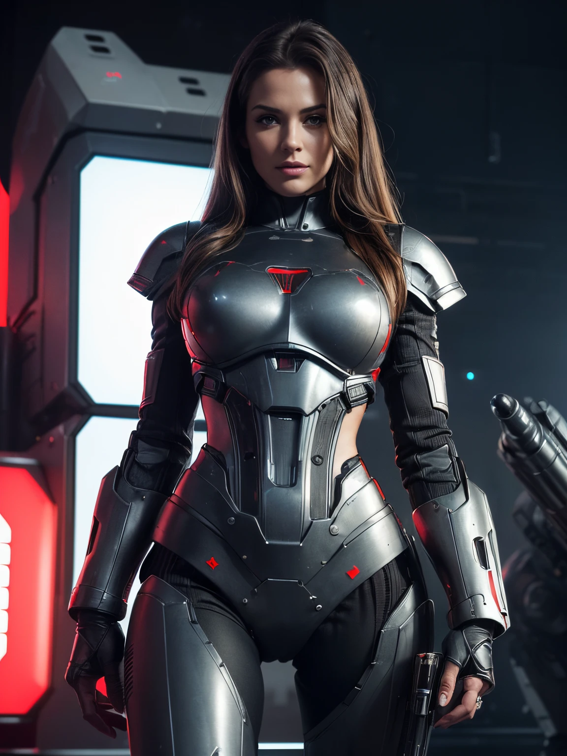 ((tmasterpiece,best qualtiy)),Beautiful 8K Ultra HD professional photos, Sharp focus, In a stunning fantasy world,Heavily armed silver-haired girl,,Large mechanical robot structure,Interstellar,Endless space,ssee-through,depth of fields,Magnificent space image scene,