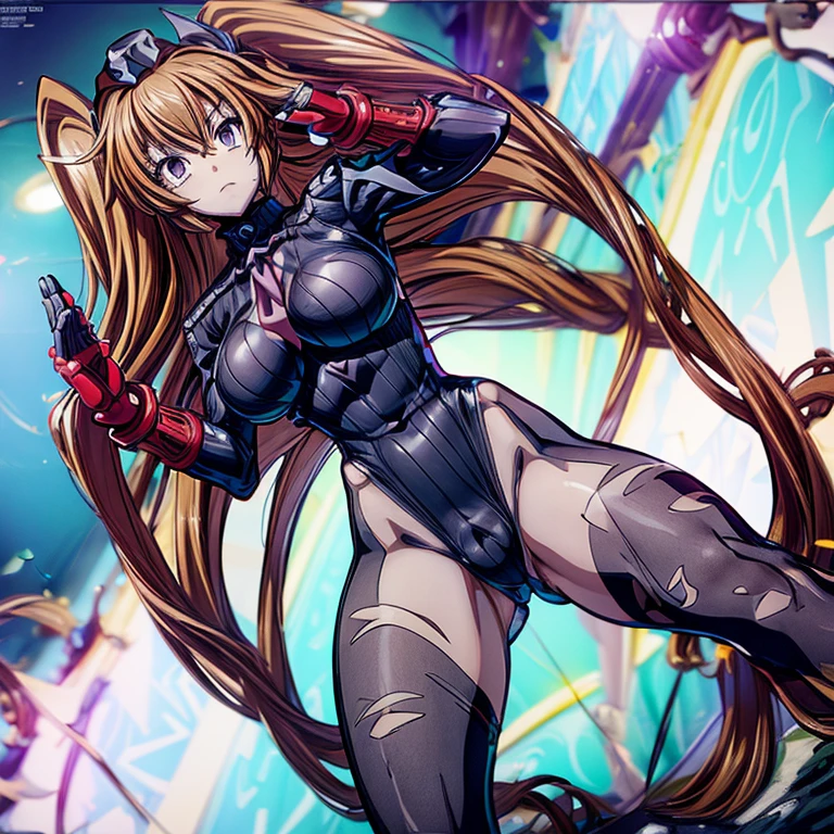 ultra-detailed, Explicit, Beautiful body, Beautiful Nose, Beautiful character design, perfect eyes, perfect face, ultra highres, 4K, beautiful legs, perfect legs, Nice hands, Perfect hand, Masterpiece, Best Quality, Highly detailed, illustration, absurdres, street fighter, doll suit, shadaloo doll, dollsuit, girls, multiple girls, expressionless, blank eyes, looking at viewer, red gloves, emotionless, black latex, corrution, mind control, female combatant, full body, hypnotized, unhappy trance, full body suit, ribbed bodysuit, both arms at side, stand up straight, obey, perfect female body, extremely glossy latex, hypnosis, hypnoLora, empty eyes, Mind control device, poses, brainwashed submissive_pose, Slave, hat, necktie, stand up straight, standing, standing at attention, belt, extending the right arm from the shoulder into the air with a straightened hand, nazi saluting, military, military saluting, salute, right hand saluting, left hand at side, latex, ribbed bodysuit, wide hip, thicc, a curvy body, garter belt, Shidou Irina, High School DxD, light brown hair, twintails, large breasts, very long hair, purple eyes,
