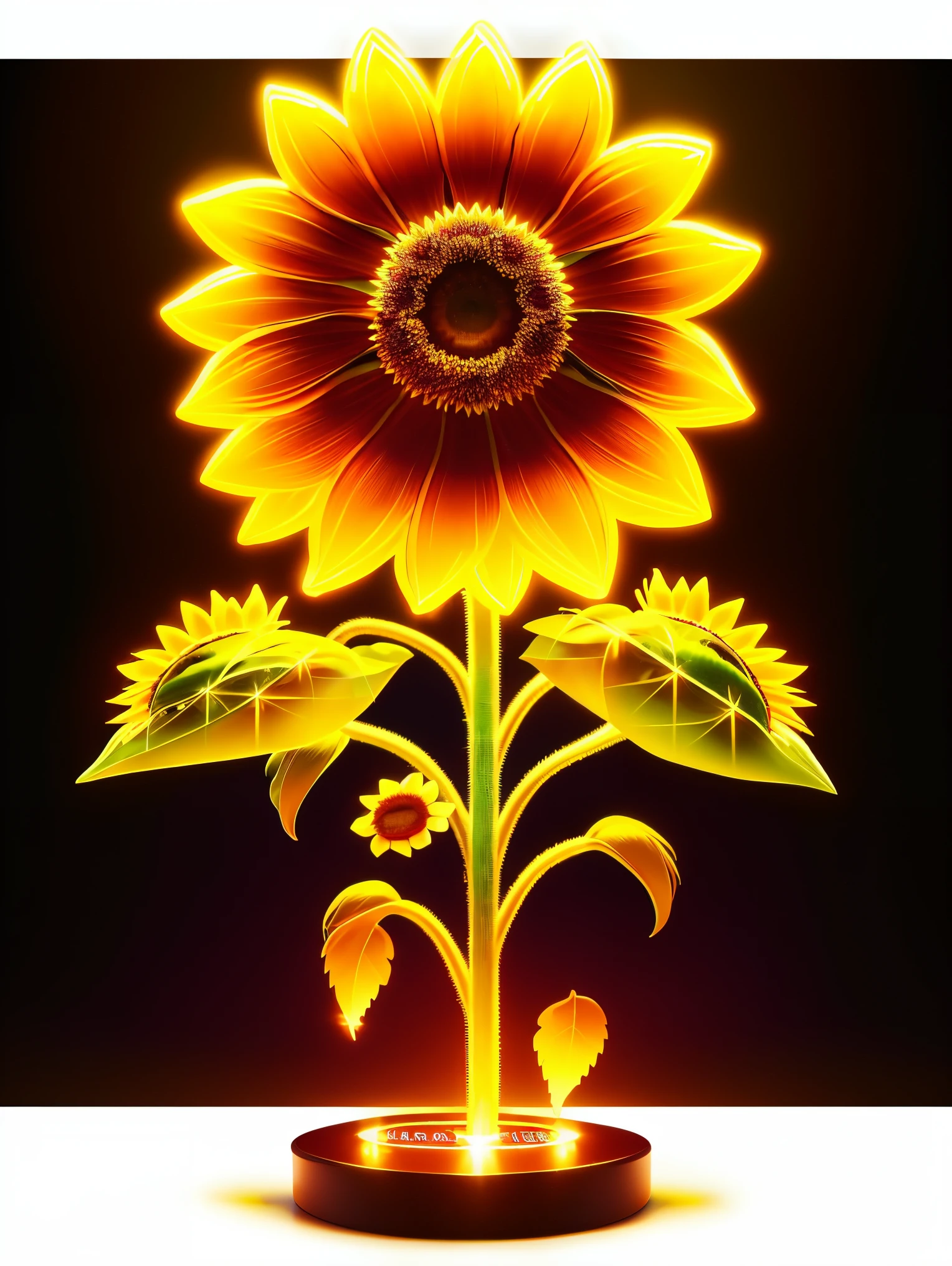 ((1 transparent and glowing sunflower))，8k，Irridescent color，kawaii，adolable，number art，high high quality，highly  detailed