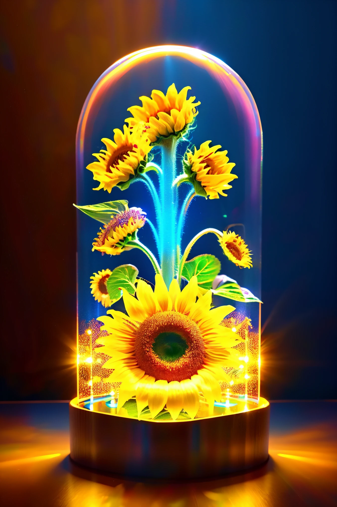 ((1 transparent and glowing sunflower))，8k，Irridescent color，kawaii，adolable，number art，high high quality，highly  detailed