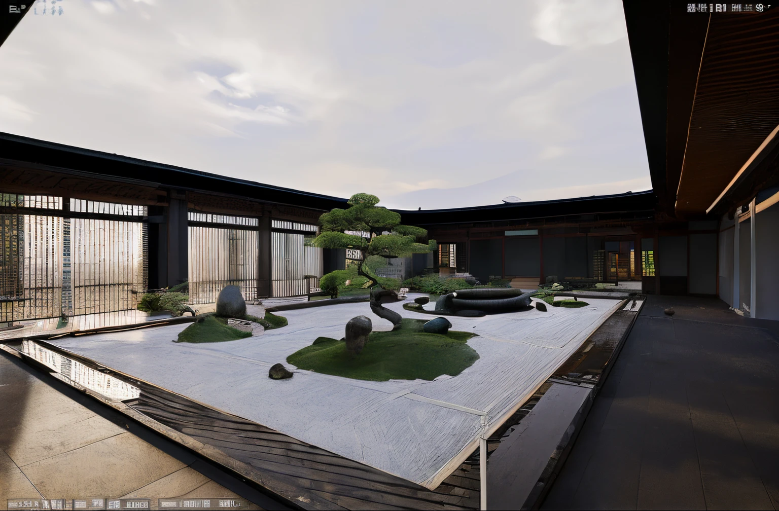 New Chinese courtyard,Japanese dry landscape,Luo Han Song