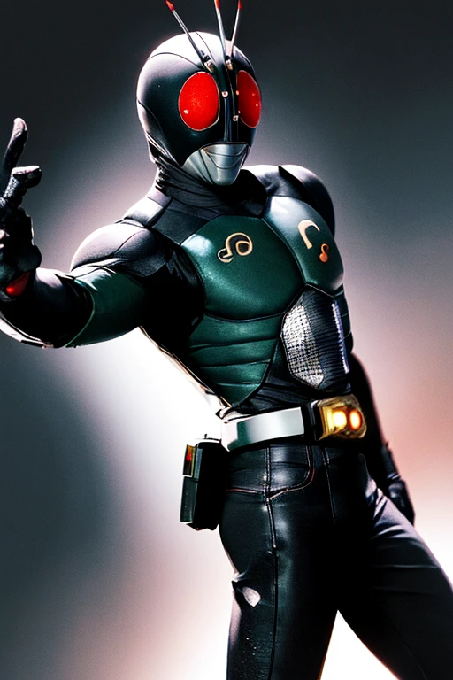 ((masterpiece,best quality)), absurdres, Kamen_Rider_Black_RX, solo, smiling, looking at viewer, cowboy shot, cinematic composition, dynamic pose