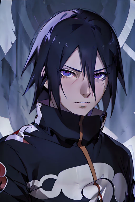 Hyperrealistic version of Pain, rinnegan eyes purple orange h