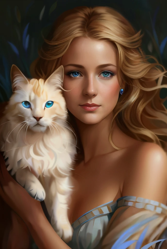 blonde with blue eyes and blue dress in a field, gorgeous digital painting, beautiful digital painting, beautiful fantasy art portrait, beautiful digital artwork, Stunning digital painting, beautiful fantasy portrait, fantasy art portrait, beautiful digital art, gorgeous digital art, beautiful character painting, in the art style of bowater, beautiful digital illustration, beautiful gorgeous digital art, stunning digital illustration