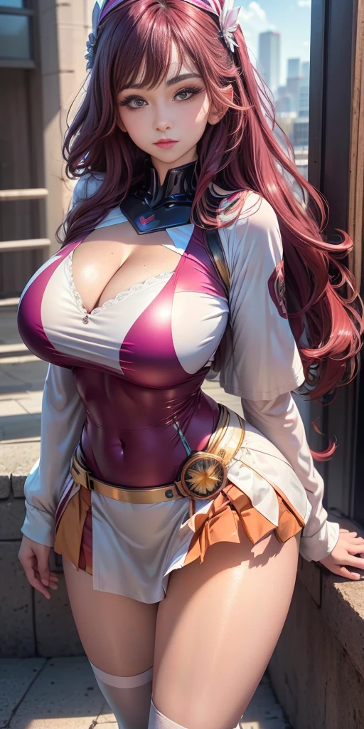 Anime style, (Supermanga Girl), Insanely beautiful arena Golohowa portrait photo, 21 years old, Full body, Top angle, body curve, Navel, Miniskirt, Smooth creamy skin, beautiful maroon eyes, Beautiful face detail anhattan background) )), Low Angle Medium Shot, Greedy and charming, Surprisingly euphoric gorgeous, Vivid emotions, Peach fluff, Symmetrical circular iris, Natural Glitter Makeup, Detailed moisture, Detailed droplets, Detailed complex hair, Digital SLR, Reflected in ray tracing, Pinot Denis, Bud Melman on Larry, Symmetrical face and body, cgsociety, Gottfried Helnwein and Irakli Nadal, eye reflections, Focus, unreal enginee 5, VFX, film photography, Extreme Detail, Ultra HD, Post-processing, Post Production, Single Face, Tambir Tamim, Ultra-realistic photography, Shot with a Hasselblad X1D-50c, ISO 100