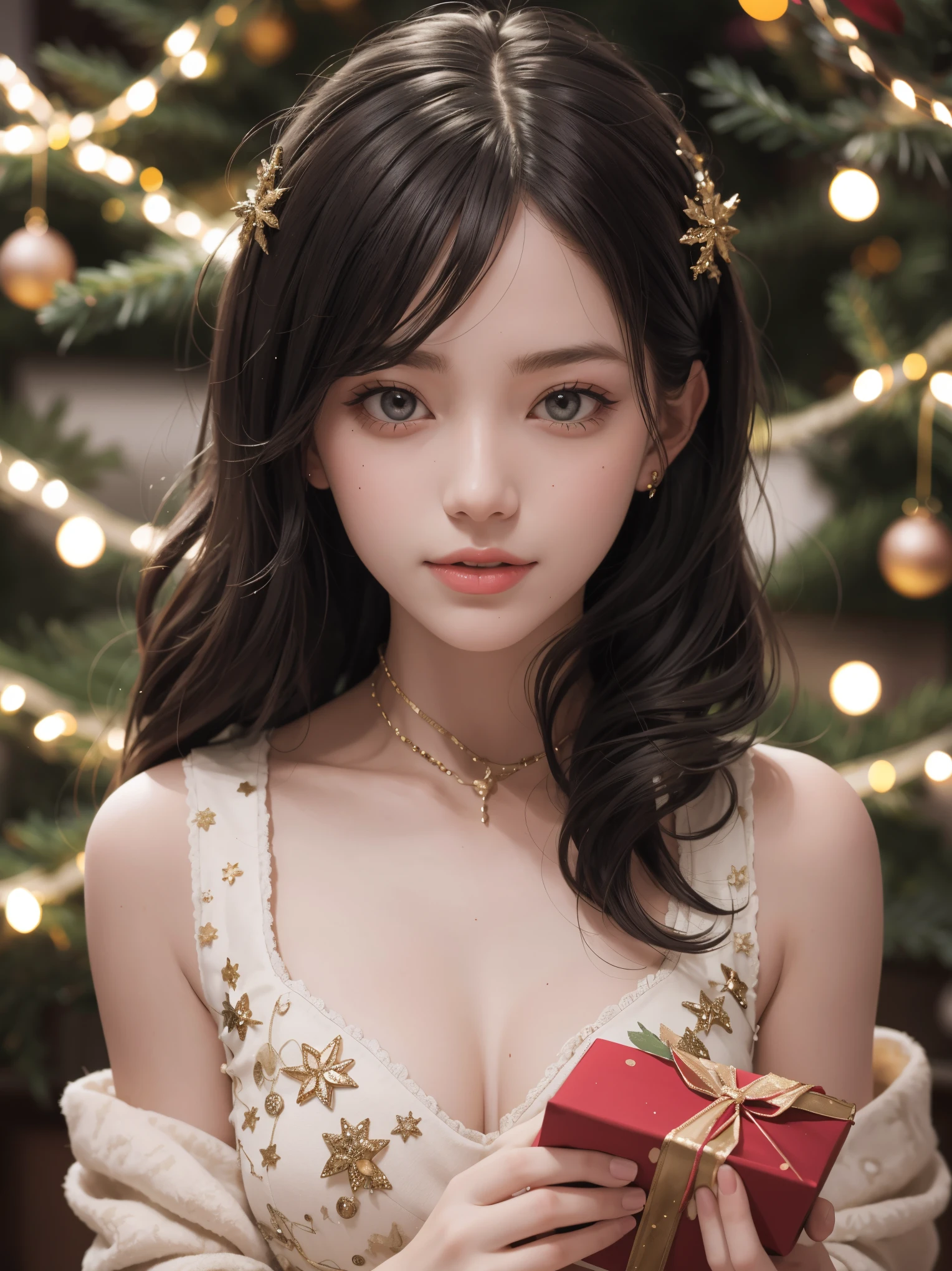 (best quality,4k,8k,highres,masterpiece:1.2),ultra-detailed,realistic,gifts,table,Christmas tree,decorations,wrapping ,bows,ribbon,presents,holiday spirit,vibrant colors,warm lighting,cozy atmosphere,toys,cards,candles,snowflakes,joyful,celebration,exquisite details,exciting surprises,shiny ornaments,sparkling tinsel,beautifully wrapped,excited children,anticipation,festive mood,magical ambiance,delightful moment,wonderful memories,family gathering,cheerful faces,Christmas magic,extravagant,abundance of presents,HDR,UHD,studio lighting,ultra-fine painting,sharp focus,physically-based rendering,professional,vivid colors,bokeh.