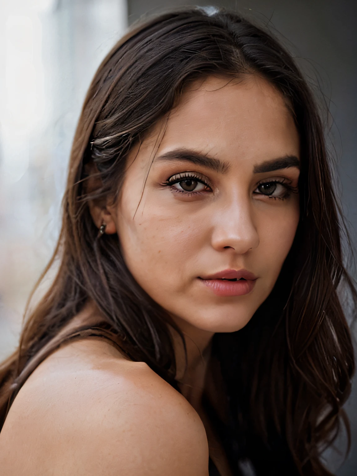 closeup portrait photo of beautiful 26 y.o woman, makeup, 8k uhd, high quality, dramatic, cinematic 5 picures