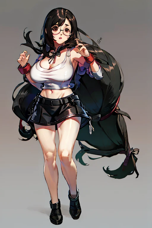 Stema Peace、hanekawa tsubasa、attack of glasses、A dark-haired、large boob、 (Black hair, Brown eyes, Round face),With ribbon, (nose blush, half opened eye),, [Full body shot]、eye glass、Head-to-toe shots、A dark-haired、Defa&#39;Appearance of、