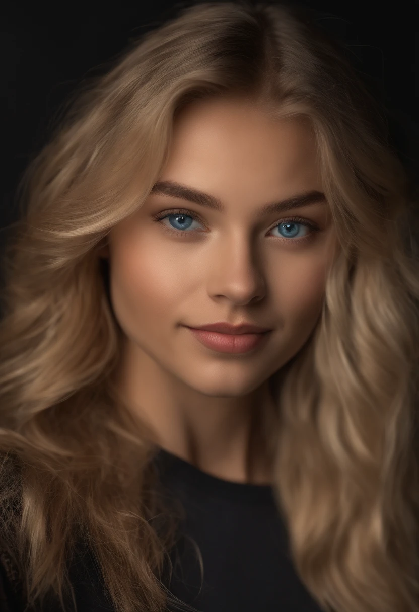 Looks like Nayanthara, (Close-up, editorial photograph of a 25-year-old woman) (Blonde hair) (light blue eyes)(Highly detailed face:1.4) (smiling:0.9) (dark background, Moody, private study:1.3) Pov, Direction : Lee Jeffries, Nikon D850 |, film stock photography, 4 Kodak Portra 400, camera f1.6 lens, rich colors, hyper realistic, realistic texture, dramatic lighting, cinestill 800,