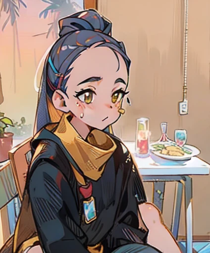 there is a woman sitting at a table with a plate of food, 18 years old, cindy avelino, ayahausca, 19-year-old girl, taken in the early 2020s, 3 0 years old woman, 30 years old woman, 1 , selfie photo, taken at golden hour, picture
