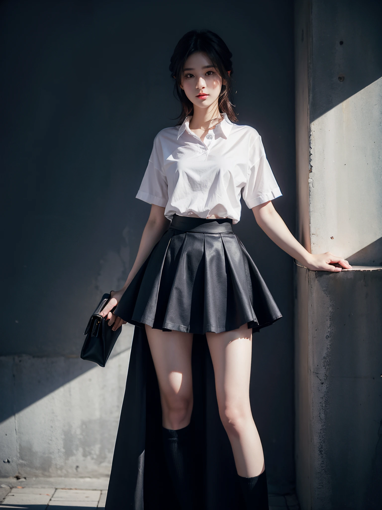 a black skirt