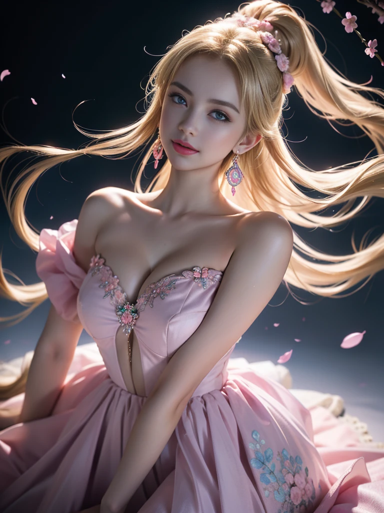 tmasterpiece,Highest image quality,super detailing,Best quality ,Extremely Delicately Beautiful, Very meticulous,Best quality, offcial art, extremely detaild的 CG unified 8k wallpapers, Ana de Armas portrait photo, blond hair blue eyes,Radiant skin and radiant eyes:1.1), pretty skin, Black suit, (Detailed lighting:1.2), (Beautiful and detailed light:1.3), face to the viewer,beautiful wedding dress, deep understanding, The beautiful, iintricate, digitial painting, smooth private parts, Focus sharp, The end of the world, Epic reality, (HighDynamicRange:1.4), captivating curves,(pastel colour:1.4), Bigchest,apocalyptic, giving up, com cores neutras, natta, Screen space refraction, (Complicated details, ultra - detailed:1.3), art stations, Cinema lenses, vignet, the complex background, buliding,Enchanted smile,detailed back ground,Dream catcher earrings in various colors,white colors,in pink,purpleish color,red colour,blue colors,orange colors,green color,cyan colors,),No shoulder strap,blossom print,