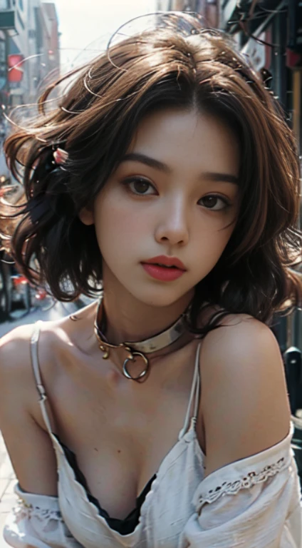 bestquality, masterpiece, ultra-high resolution, (photorealistic portrait: 1.4), sexy pictures, 1 girl with curly blonde hair, Sexy Mouth, white panties, big nipple, Open shoulder dress with collar, off shoulders, Cinematic lighting,(bestquality, 10, 10, masterpiece, UHD: 1.2), Photos of beautiful American women, Long Blonde Hair, Beauty Face, (leaning forward: 1.3), squat, (From Top: 1.2), (Up Close: 1.4), P.P.G, Loose fit t-shirt with collar., Big nipples fell out: 0.9), outdoor, high wind, oily shiny skin, blurred background,