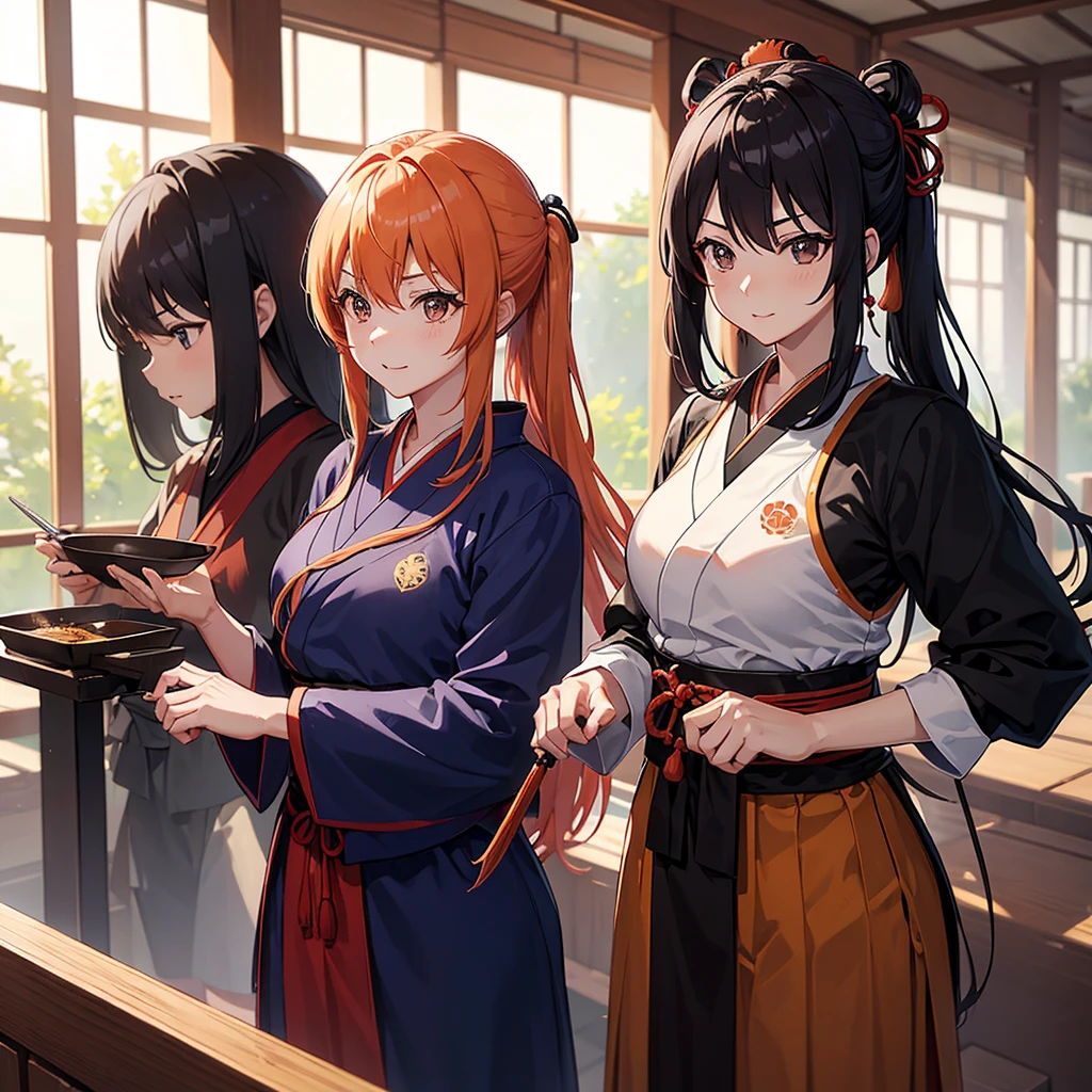 ((masutepiece)), ((Best Quality)), A Japanese style、KENDOU、Armor、dojo、Kendo Suit、Bamboo knife、femele、a cool、strong con、Beautiful fece、A dark-haired、poneyTail