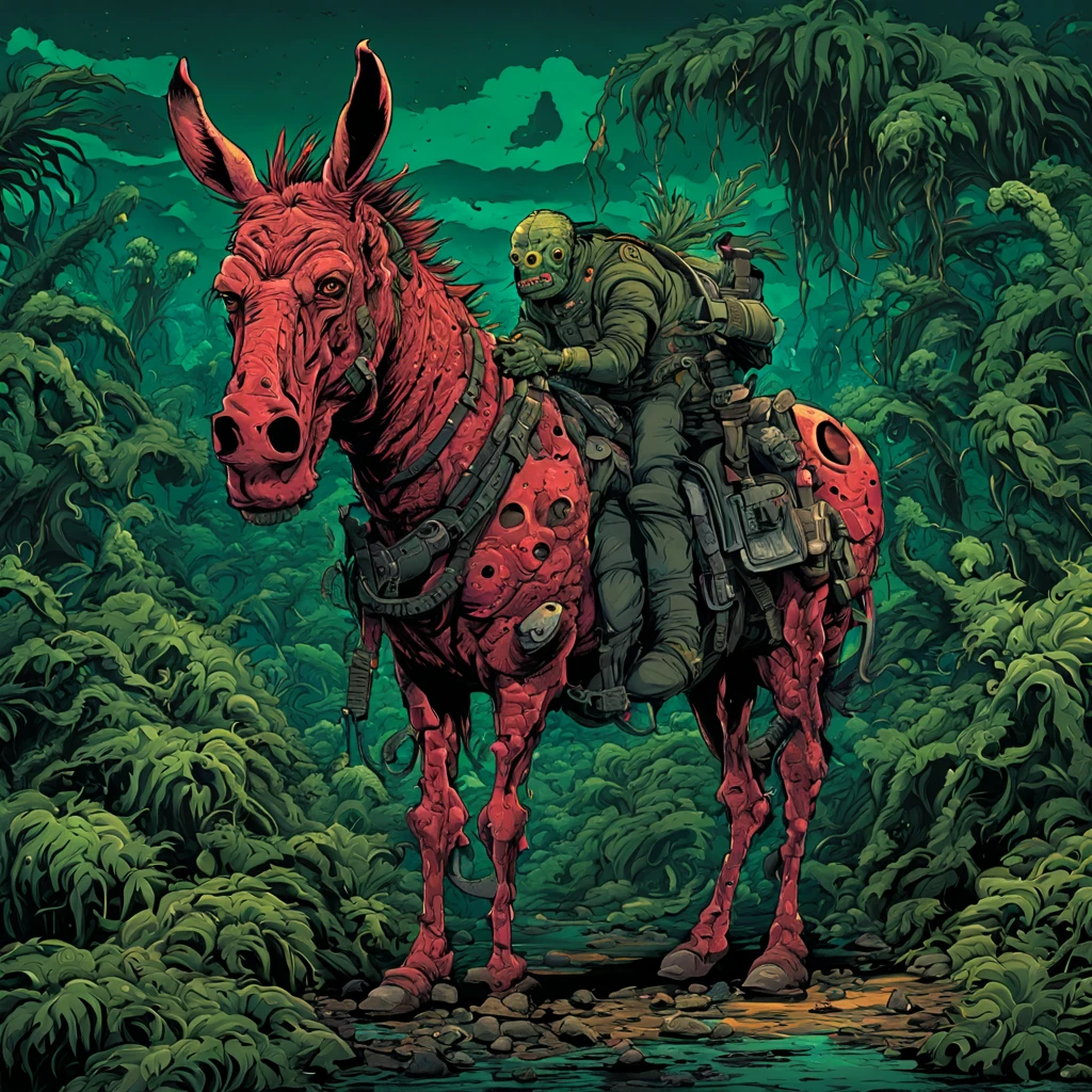 guerreiro , tupi ,amazon wild animals , arvores da amazonia , Animals of the Amazon , Legends of the Amazon,Natureza, meteorologia, fiction, carton style , estio retrowave , Estilo , Definindo rostos ,Sthythwave, ,Amazon Rainforest, Curupira , Headless mule, ,Fantastic Beings, chefe , , anime anos 90, Dorohedoro, cartoon manga,personagem de jogo de rpg, Cartoon, Cuberpunk, RPG , Full HD , High definition, por erva-do-inferno