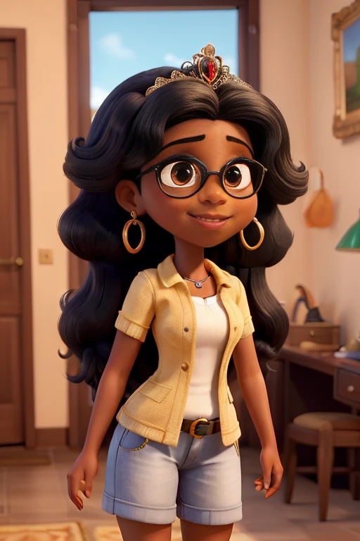 Obra-prima, de melhor qualidade, uma garota parecida com a princesa jasmine, morena de cabelo preto liso e longo (nao tem cabelo crespo). Ela usa oculos e esta usando moletom