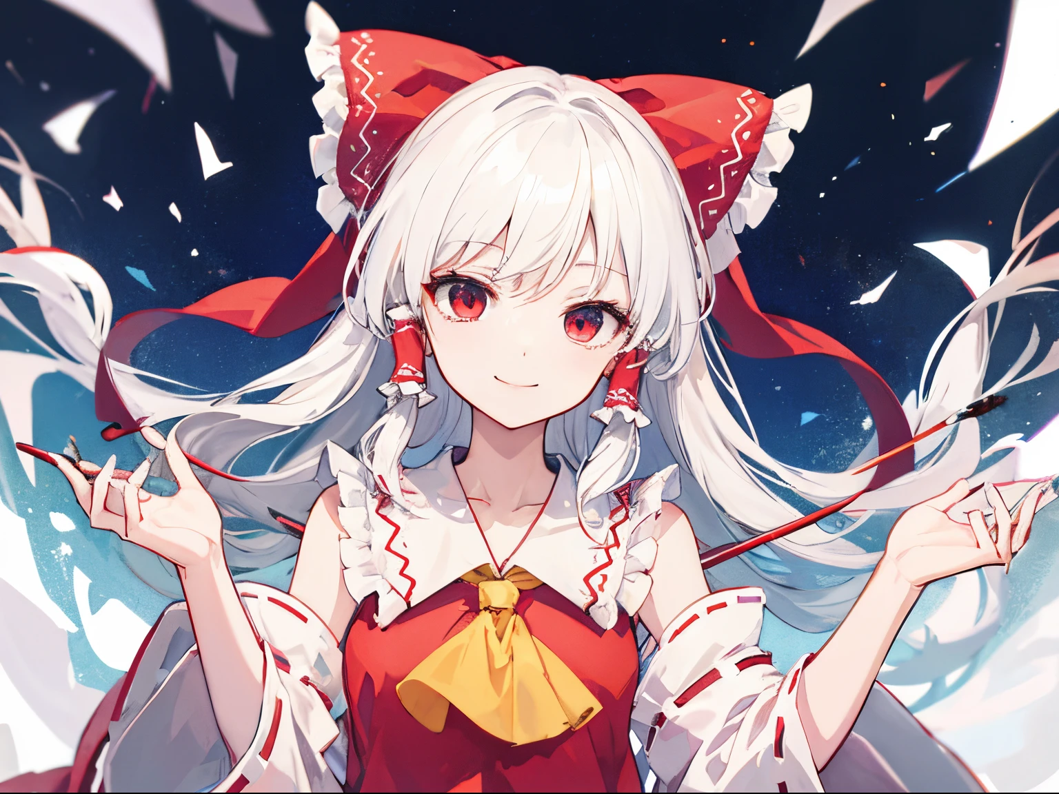 Hakurei Reimu,Touhou project, smile, white hair