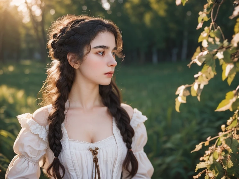 RAW photo. Anna Karenina, 22 years old, Dressed in period clothes, Russian, 19th century, scenary, half body details, crisp focus, A little mixing, detaild, Feels like the Middle Ages, (High skin profile: 1,2), 8k UHD, DSLR, Soft light, High Quality, Fujifilm XT3 small grain film.