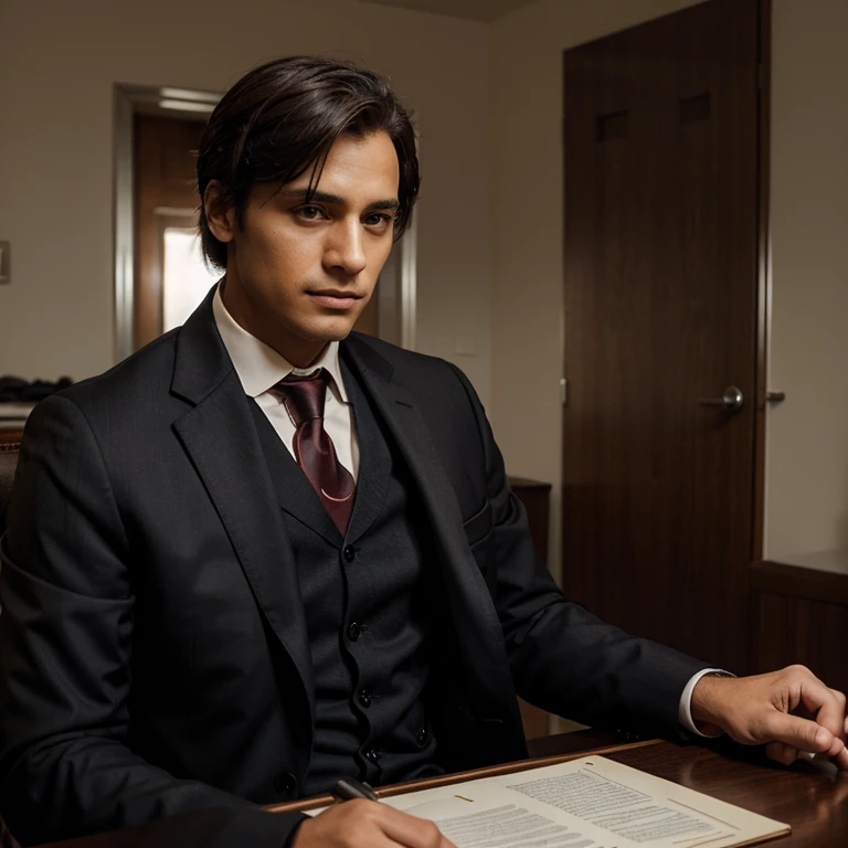 Create images of a man who is a lawyer dressed formally in a jacket and tie