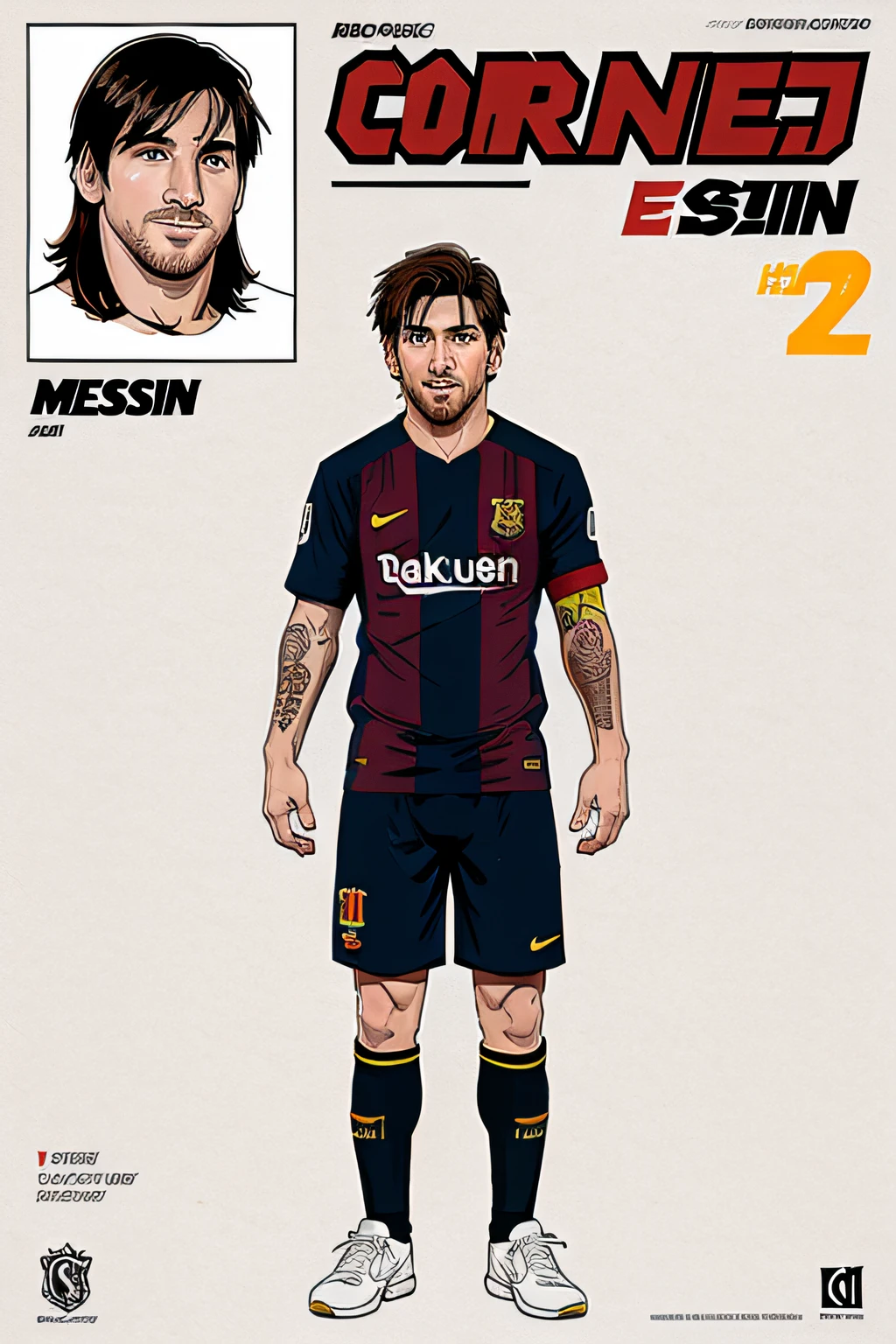 messi no estilo cartoon comic book desenho