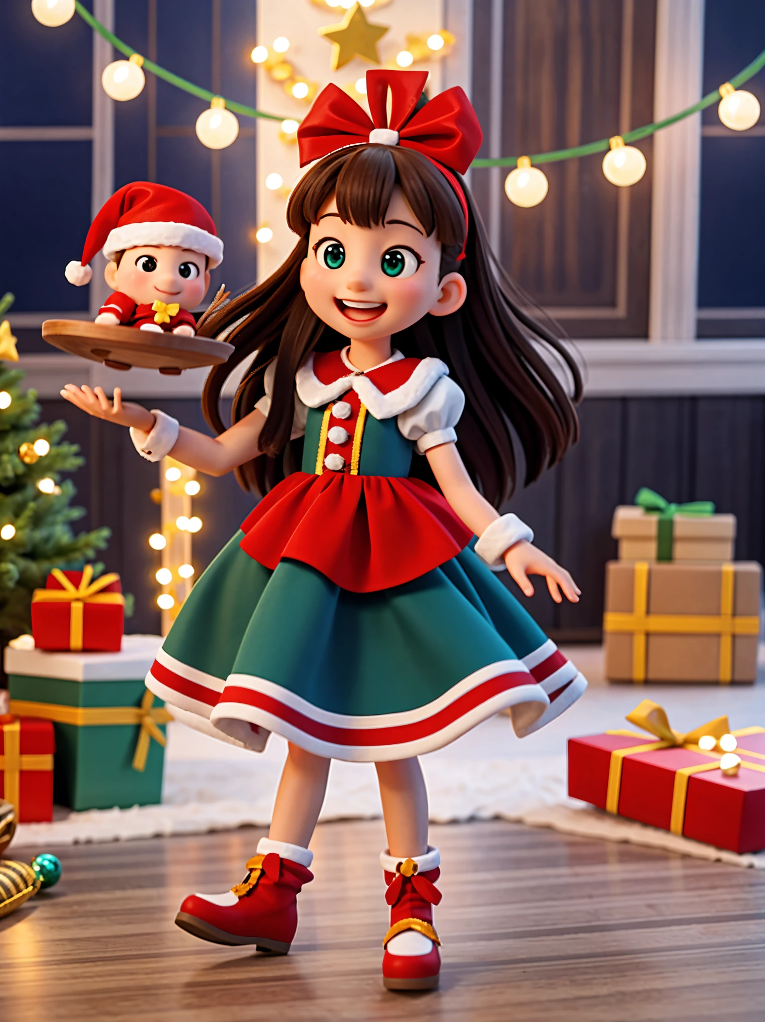 (best quality,4k,8k,highres,masterpiece:1.2),ultra-detailed,realistic,gifts,table,Christmas tree,decorations,wrapping ,bows,ribbon,presents,holiday spirit,vibrant colors,warm lighting,cozy atmosphere,toys,cards,candles,snowflakes,joyful,celebration,exquisite details,exciting surprises,shiny ornaments,sparkling tinsel,beautifully wrapped,excited children,anticipation,festive mood,magical ambiance,delightful moment,wonderful memories,family gathering,cheerful faces,Christmas magic,extravagant,abundance of presents,HDR,UHD,studio lighting,ultra-fine painting,sharp focus,physically-based rendering,professional,vivid colors,bokeh.