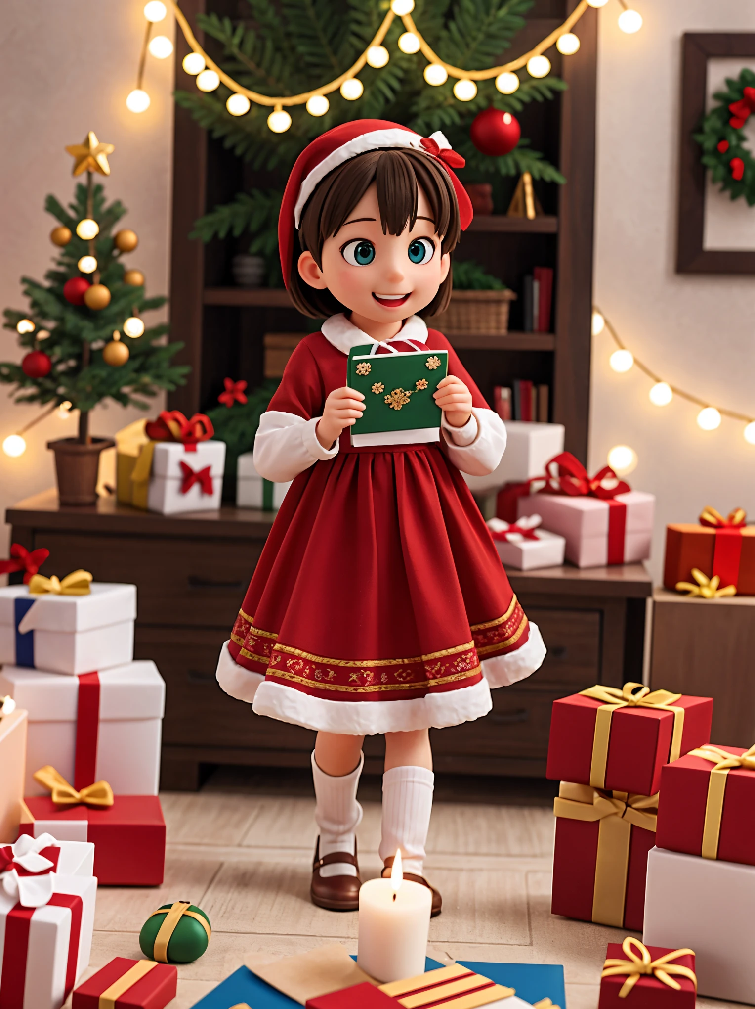 (best quality,4k,8k,highres,masterpiece:1.2),ultra-detailed,realistic,gifts,table,Christmas tree,decorations,wrapping ,bows,ribbon,presents,holiday spirit,vibrant colors,warm lighting,cozy atmosphere,toys,cards,candles,snowflakes,joyful,celebration,exquisite details,exciting surprises,shiny ornaments,sparkling tinsel,beautifully wrapped,excited children,anticipation,festive mood,magical ambiance,delightful moment,wonderful memories,family gathering,cheerful faces,Christmas magic,extravagant,abundance of presents,HDR,UHD,studio lighting,ultra-fine painting,sharp focus,physically-based rendering,professional,vivid colors,bokeh.