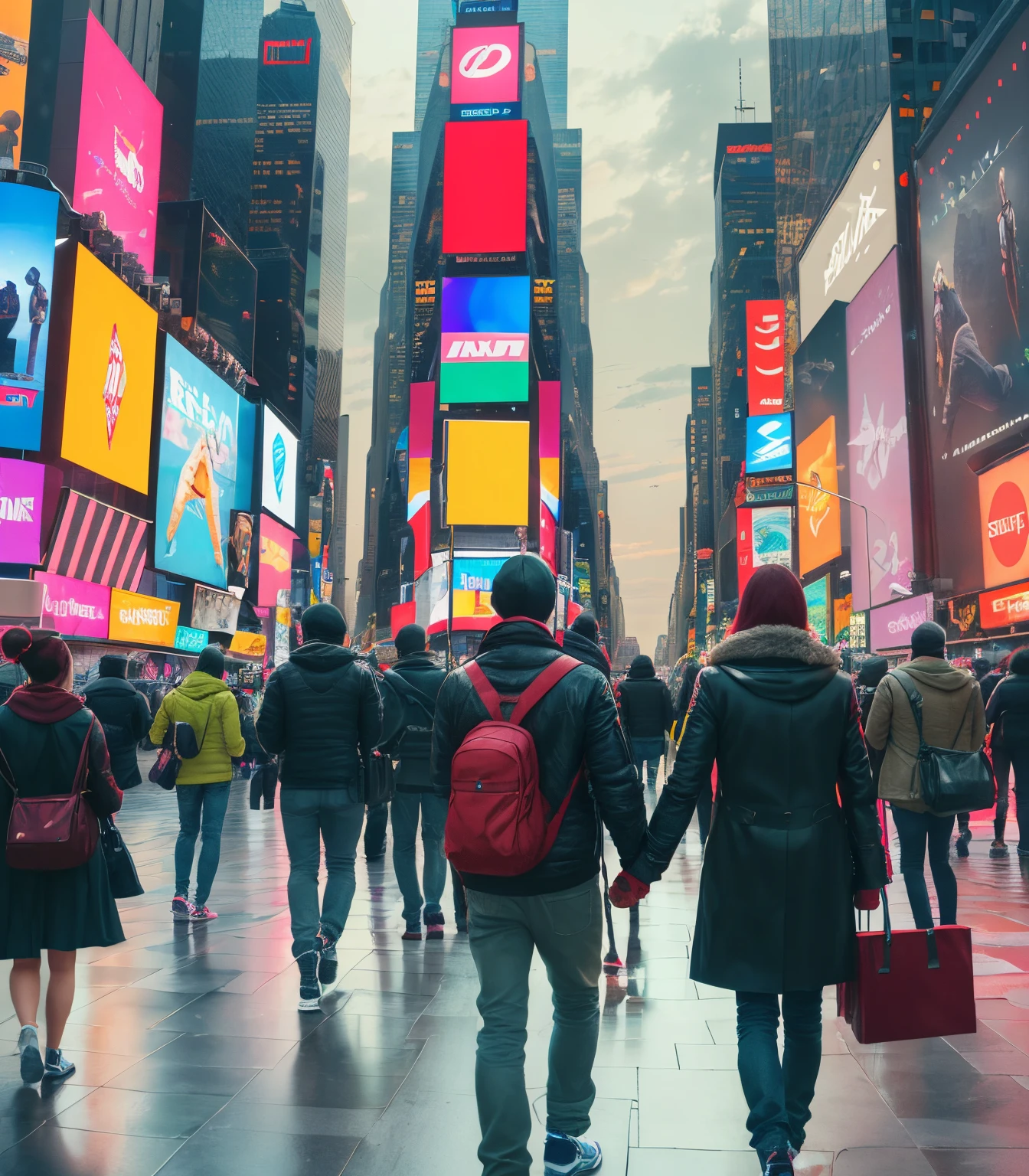 people walking in time square, ultra realistic, 4k --auto --s2