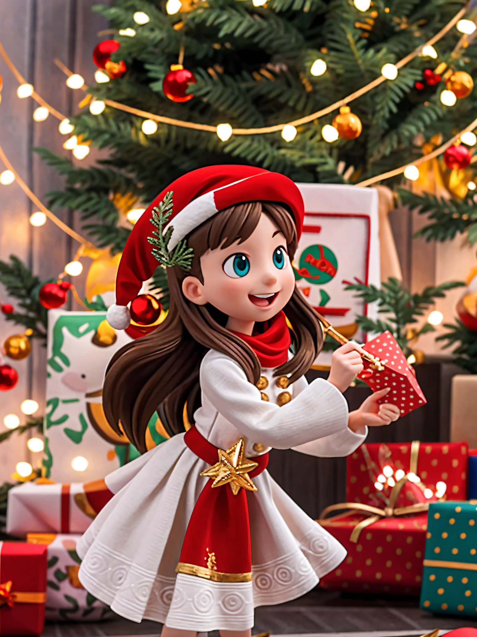 (best quality,4k,8k,highres,masterpiece:1.2),ultra-detailed,realistic,gifts,table,Christmas tree,decorations,wrapping ,bows,ribbon,presents,holiday spirit,vibrant colors,warm lighting,cozy atmosphere,toys,cards,candles,snowflakes,joyful,celebration,exquisite details,exciting surprises,shiny ornaments,sparkling tinsel,beautifully wrapped,excited children,anticipation,festive mood,magical ambiance,delightful moment,wonderful memories,family gathering,cheerful faces,Christmas magic,extravagant,abundance of presents,HDR,UHD,studio lighting,ultra-fine painting,sharp focus,physically-based rendering,professional,vivid colors,bokeh.