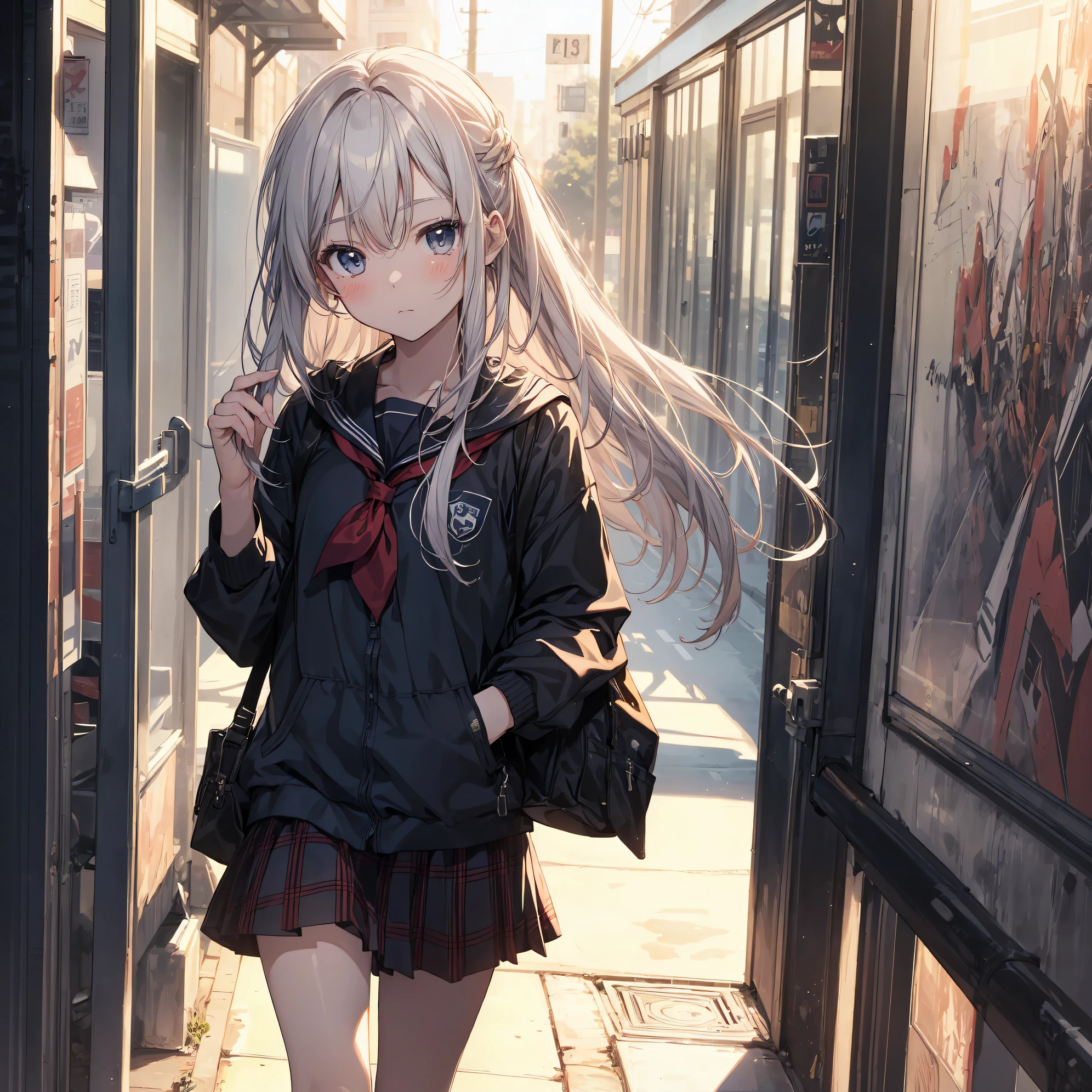 (Best Quality, 4K, 8K, hight resolution, masutepiece:1.2), Ultra-detailed, (cool and realistic,Photorealsitic:1.37), High resolution, anime moe art style, Best Anime 8K Konachan Wallpapers, Pixiv Contest Winner, Perfect Anatomy, super detailed skin,BREAK,(Draw a girl sleepily walking to school. ),BREAK, 1girl in, (Solo,Lori,,13yea:1.3),Full limbs, complete fingers, a junior gynous attraction, (Forehead,Hair pulled back), flat chest, Small butt, groin, Small eyes,Beautiful detailed black eyes, Well-proportioned iris and pupils, disgusted eye, High resolution detailed hair, Sailor Uniform, Skirt, On the way to school. BREAK,Medium: Anime Art, Vibrant colors, Sharp Focus, Professional, Bokeh.
Lighting: Natural light shining a soft light on the girl, Create a warm and cozy atmosphere on your way to school..BREAK,Best lighting by famous artists, 8K,Illustration,