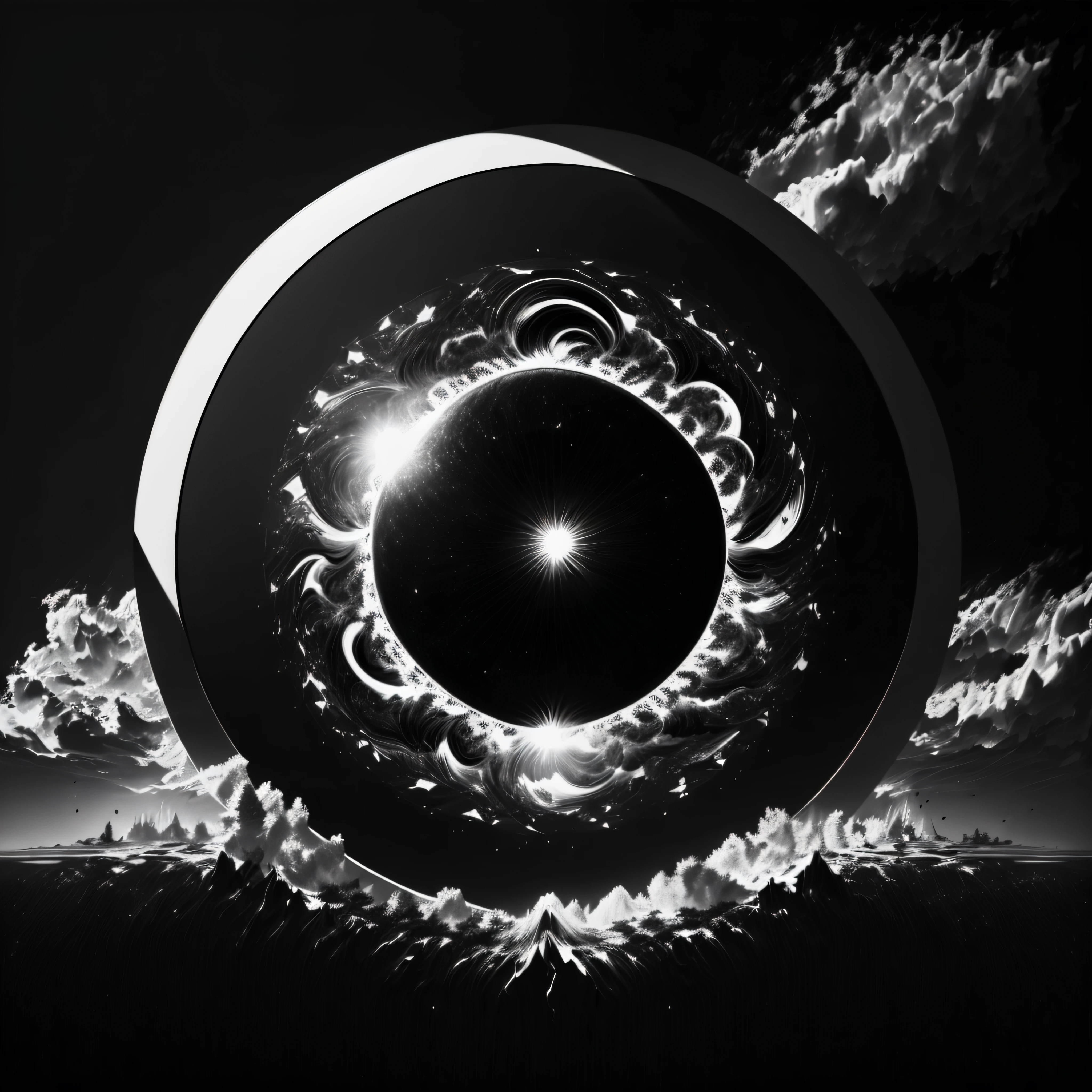 AI-generated image of the solar in black and white can produce a minimalist and artistic representation