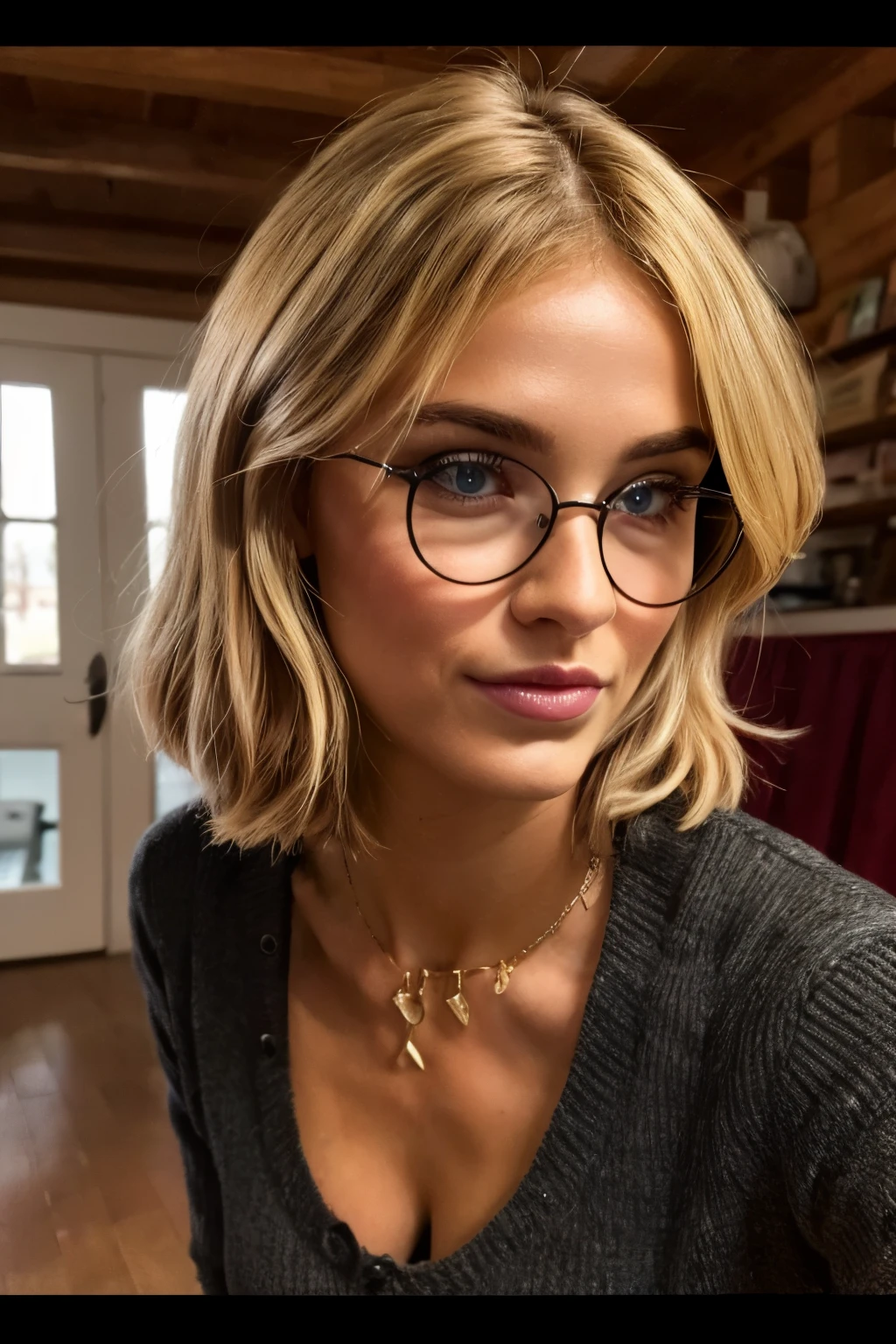 Eine junge Frau, blond hair, mittellang,20 Jahre alt,( Sie ist in einer Szene des Harry-Potter-Films, with an Harry Potter outfit),Cute dimples, 8K, HDR