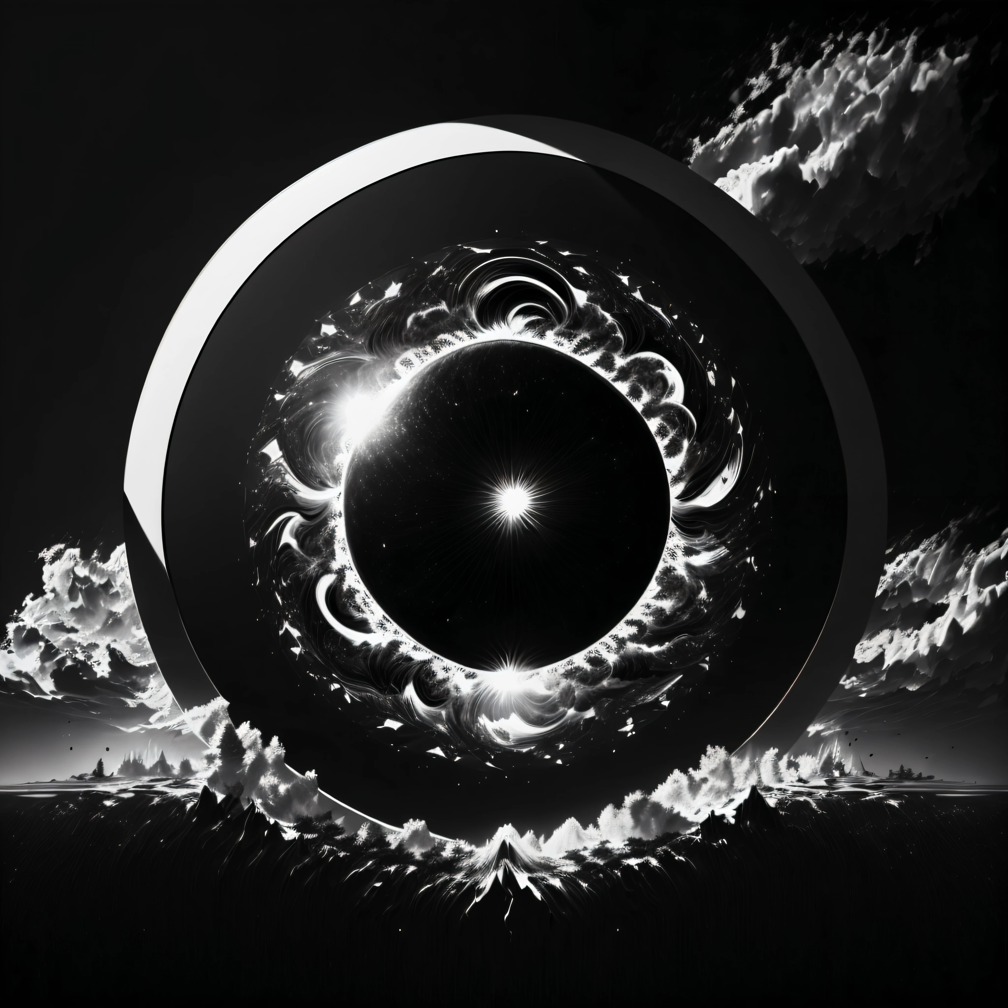 AI-generated image of the solar in black and white can produce a minimalist and artistic representation