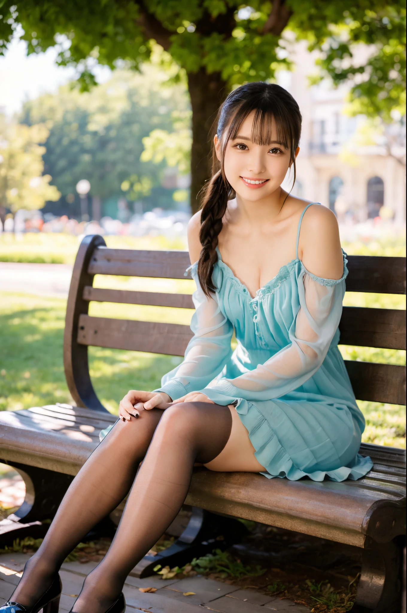 ulzzang -6500-v1.1, (Raw photo:1.2), (Photorealsitic), Beautiful detailed, (Real: 1.4),(()), Beautiful Girl, Model body, Big blue eyes, Small breasts, Long legs, Wear ultra-realistic pantyhose, Climb the stairs、Shot from below、Very white skin, Long hair, Wavy Hair, Blonde hair , game_nffsw, huge filesize, hight resolution, ighly detailed, top-quality, [​masterpiece:1.6], illustratio, ighly detailed, nffsw, finely detail, top-quality, 8k wallpaper, Cinematographic lighting, 1girl in, age19, perfect body type, Sareme, beautiful tbig eyes、Pieckfinger, ((masutepiece)), Best Quality, 1girl in, eye shadow, Portrait, ((FULL BODYSHOT:1.4))、(Very affectionate smile:1.2)、realistic skin textures、shinny skin、Exposed thighs!!!