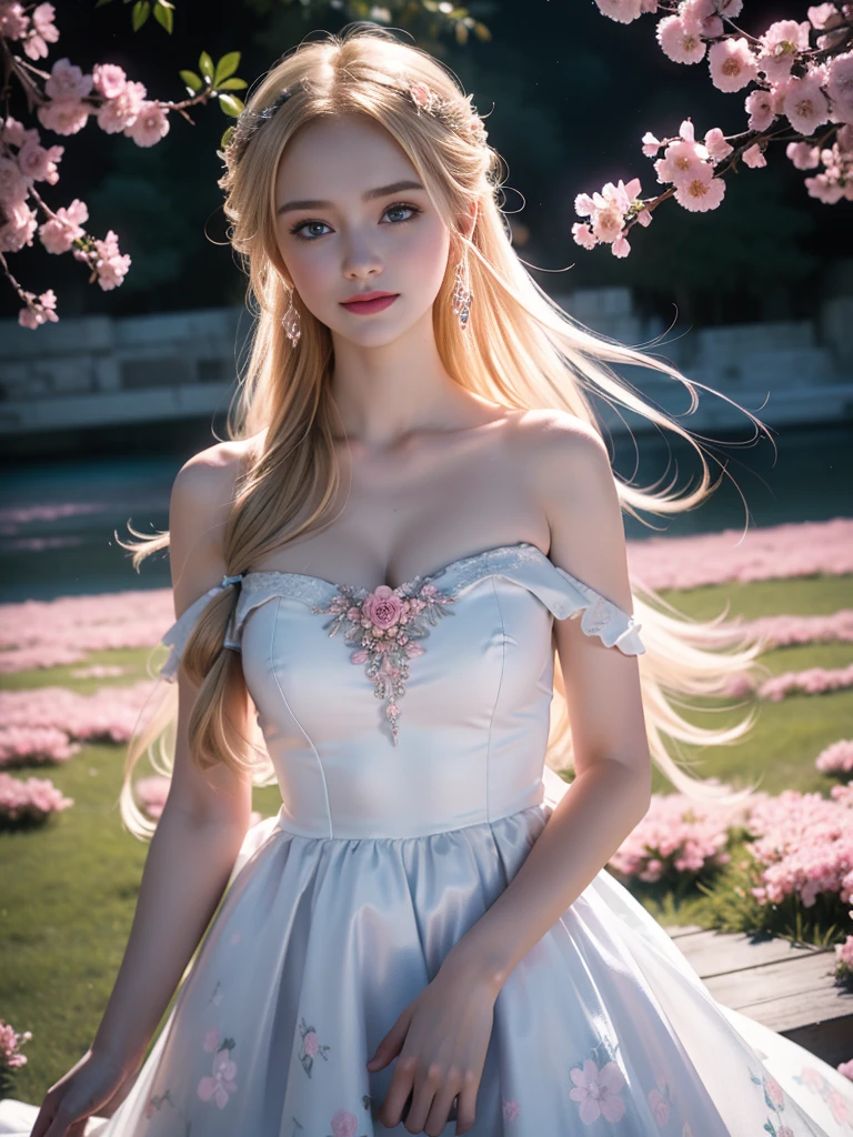 tmasterpiece,Highest image quality,super detailing,Best quality at best ,Extremely Delicately Beautiful, Very meticulous,Best quality at best, offcial art, extremely detaild的 CG unified 8k wallpapers, Ana de Armas portrait photo, blond hair blue eyes,Radiant skin and radiant eyes:1.1), pretty skin, Black suit, (Detailed lighting:1.2), (Beautiful and detailed light:1.3), face to the viewer,beautiful wedding dress, deep understanding, The beautiful, iintricate, digitial painting, smooth private parts, Focus sharp, The end of the world, Epic reality, (HighDynamicRange:1.4), captivating curves,(pastel colour:1.4), Bigchest,apocalyptic, giving up, com cores neutras, natta, Screen space refraction, (Complicated details, ultra - detailed:1.3), art stations, Cinema lenses, vignet, the complex background, buliding,Enchanted smile,detailed back ground,Dream catcher earrings in various colors,white colors,in pink,purpleish color,red colour,blue colors,orange colors,green color,cyan colors,),No shoulder strap,blossom print,