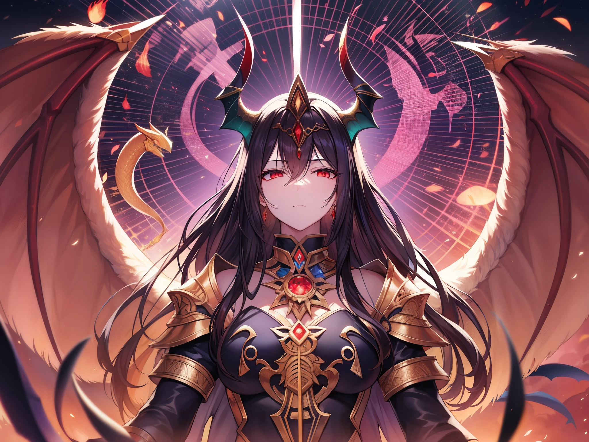 top-quality、Masterpiece、detaileds、Aj Dahaka is、It has already appeared in ancient Persian mythology before Zoroastrianism.[7]。『Avestar』describes the appearance as having 3 heads, 3 mouths, and 6 eyes.[7][8][9]But、Each head hurts、anguish、It is also said to represent death.。Its wings are so huge that they cover the sky when spread out.。Featuring images of both a snake and a dragon「winged dragon snake」was considered to be[7]。 Masterpiece、top-quality、detaileds、Zoroastrianism、Babylon（ancient mesopotamia region）It is said that there is[To be published]Klinta Castle (Kuirinta) tyrant living in[5][Note 1] 。Created by the evil god Angra Mainyu[9]、is under its control[1]、feared as the root of all evil。 in mythology、Use a thousand magic spells to torment the opposing forces.[9][11]、They fought fiercely against Ahura Mazda&#39;s subordinates, such as Atar, the god of fire.[1][11]。hymn『Zamyad Yasht（English Version）』In the、Aj Dahaka is Atar and the halo（Kwarnafu）competed for。Azi Dahaka approached Atar while spewing insults in order to take away the halo.、From Artal「I entered the body of Aji Dahaka and it burned in my mouth.、So that Azi Dahaka cannot come to earth.、Never destroy the world」When asked、It is said that he withered and withdrew.[12][13]。 afterwards、Azi Dahaka was slain by the hero Sraetaona.[9]。in battle、Even if a sword is stabbed into Aji Dahaka&#39;s body, reptiles and other evil creatures will crawl out of it.、Suraetaona could not kill Azi Dahaka。Therefore, as a last resort, it is said that he was imprisoned deep underground on Mount Damavand.。Eta、It can be released at the end of the world and devour one-third of people and animals.、Kursa Spa, ultimately a mythical hero（English Version）can be killed by、It is said that it has already been decided