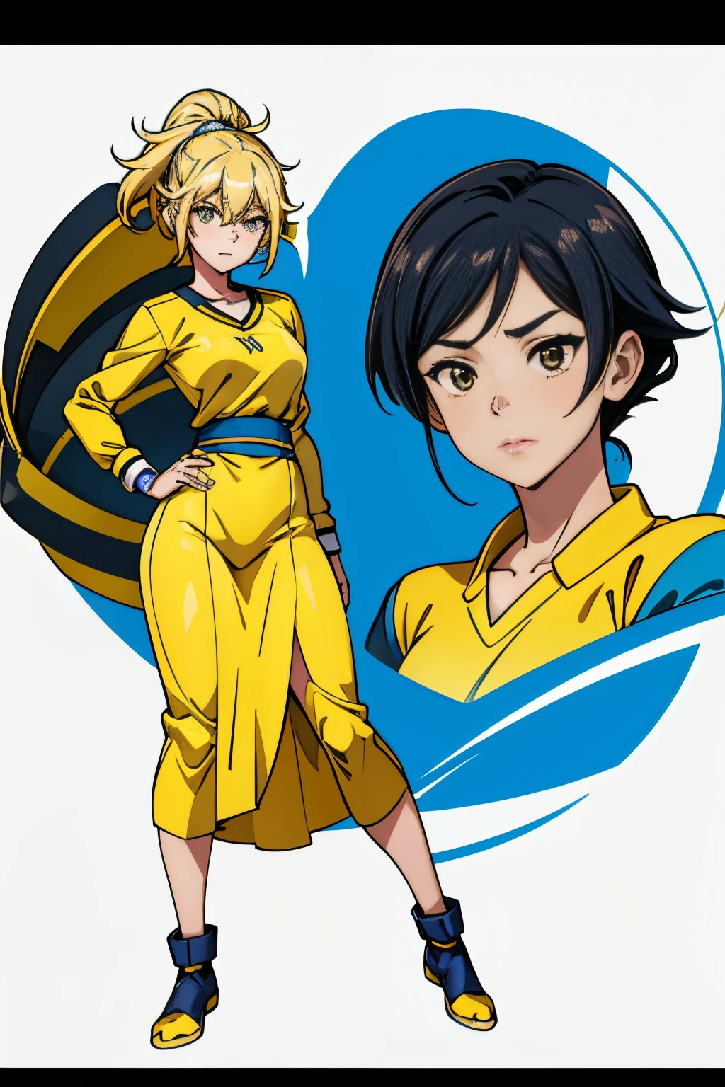 a close up of a woman in a yellow shirt posing for a picture, mika pikazo, dilraba dilmurat, pokimane, gongbi, cosplayer, wearing a volleyball jersey, yan gisuka, lalisa manobal, mai yoneyama, 🐝👗👾, 🚿🗝📝, cindy avelino,full body, Short yellow hair