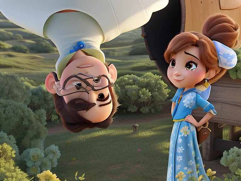 Um casal branco estilo disney pixar, alta qualidade, melhor qualidade
