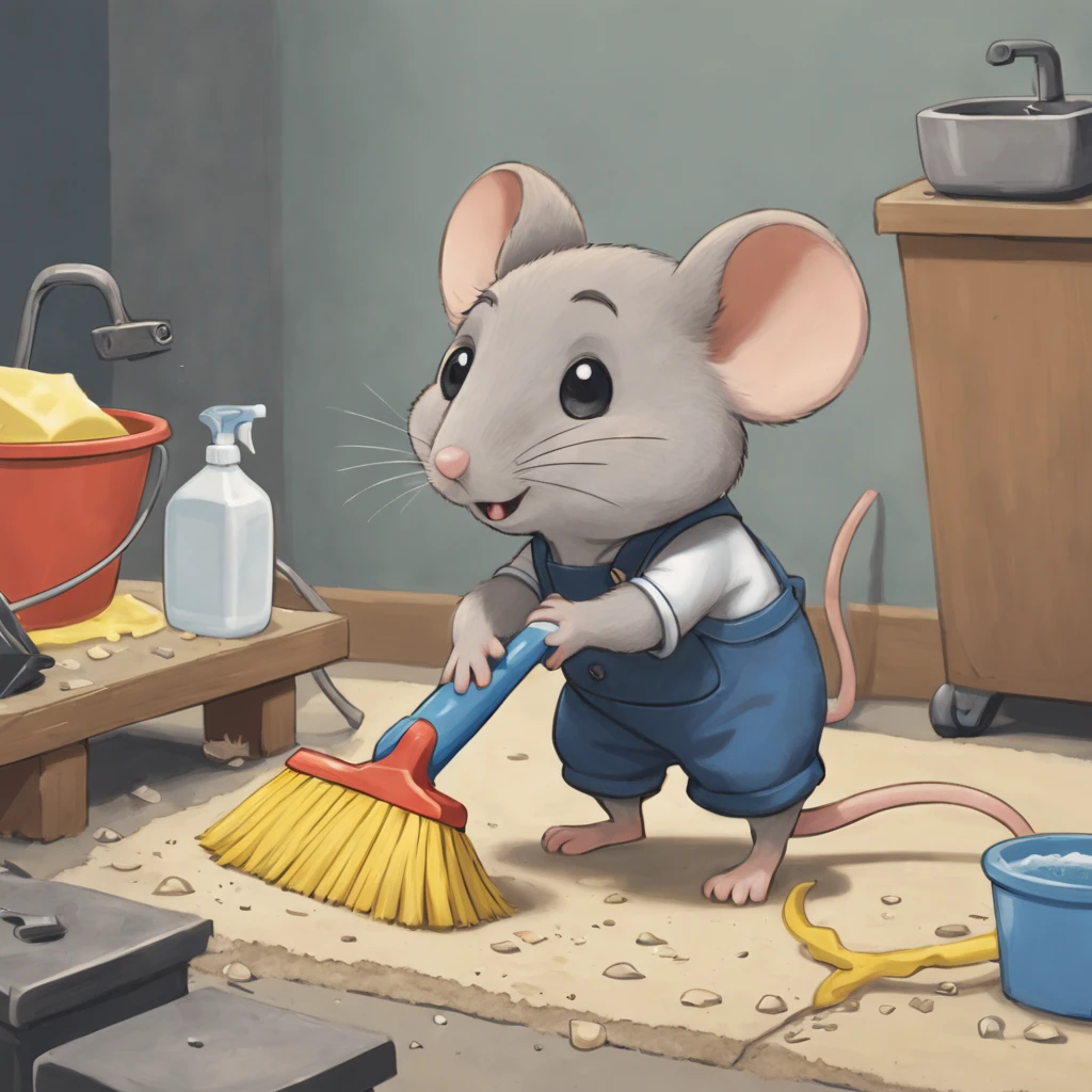 (((cute_mouse) cleaning_up industriously) comic_book illustration)