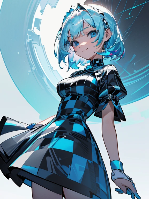 ((masterpiece、top-quality:1.5、a high chroma:1.5、ultra-detailliert、high-resolution illustrations:1.5、Ultra-high-definition CG、8k size wallpaper、offcial art))、,(highly colorful:1.5),(front view:1.8),(1girl),(Cute s:1.5)、(Shining blue eyes:1.5),(Beautiful face:1.5,Beautiful eyes:1.5)、(close to viewer:1.5),(sit),
(forced smile:1.3)、(sexy body),(black and white checkered dress:1.5), (Beautiful black and white dress in every detail),(high heel boots),(medium breasts:1.5),,(Shining blue eyes:1.8)、(cowboy shot:1.5)、(),colourful dress ,Fantasy,colourfull、