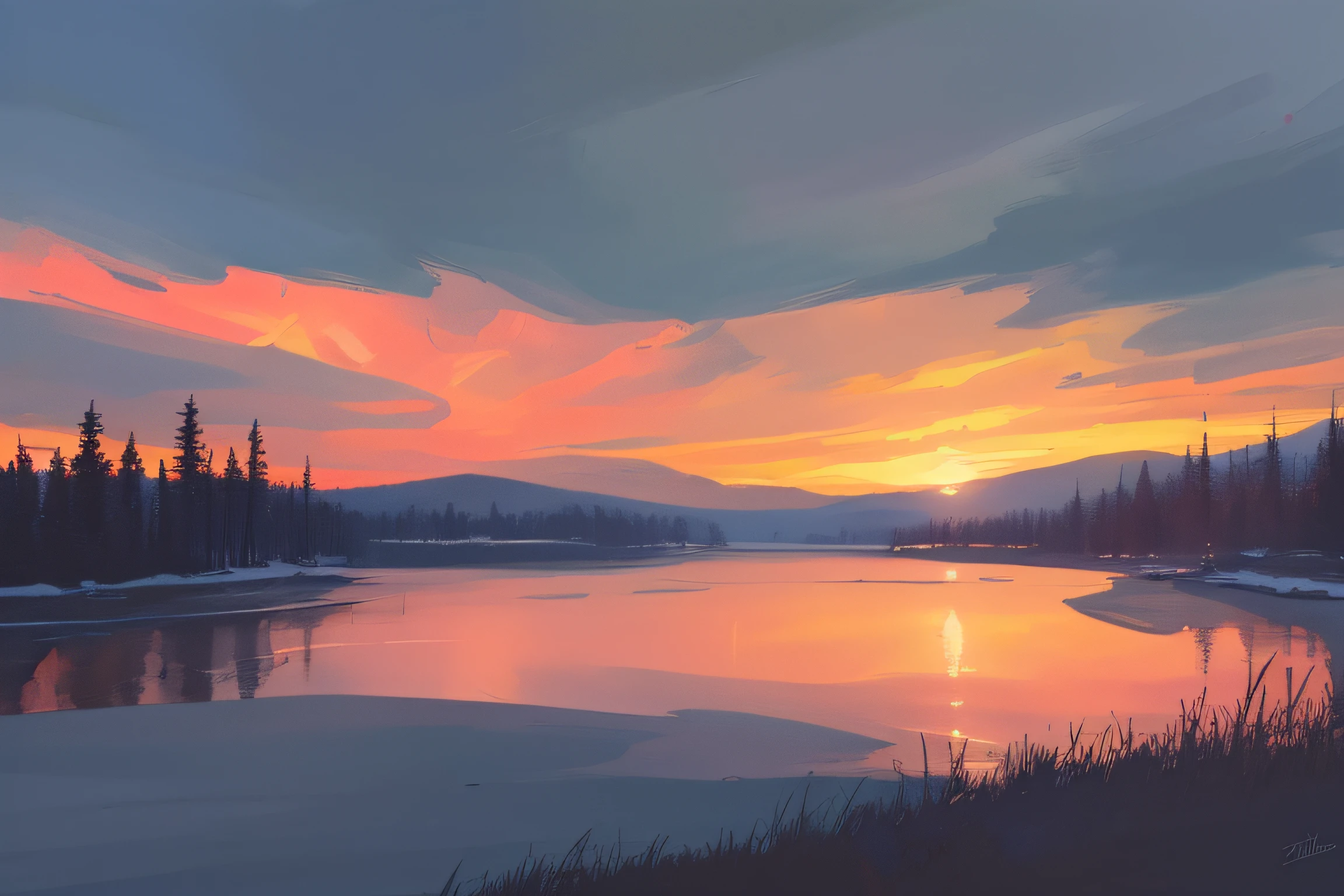 masterpiece,best quality,rainbow,river, A breathtaking oil painting of a serene winter evening on a frozen lake, with stunning colors in the evening sky. The composition captures the cold and dark atmosphere, creating a sense of tranquility and beauty. The artist's attention to detail and skillful brushwork bring the scene to life, making it feel almost tangible. This masterpiece is reminiscent of the works of Thomas Kinkade and Ivan Shishkin, evoking a sense of nostalgia and wonder. The high-resolution image showcases the subtle play of light and shadow, immersing viewers in the peaceful ambiance of the frozen lake.
Negative prompt: Low-quality image, poorly executed brushwork, lack of attention to detail, unrealistic colors, amateurish composition