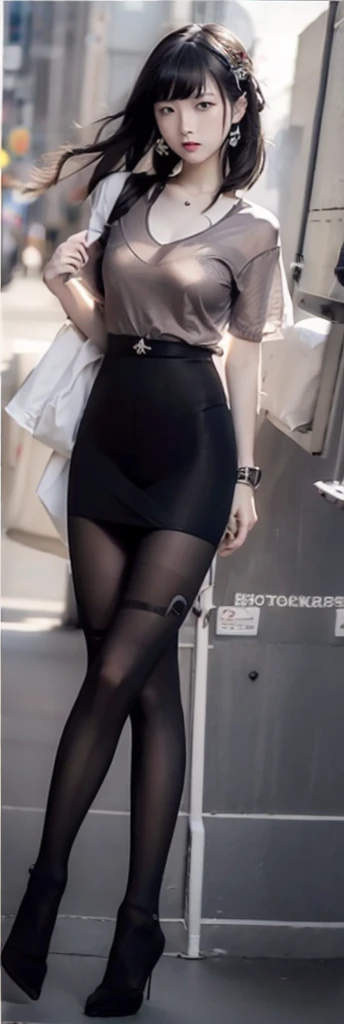 best quality,masterpiece,(realism),8k post-production,reality,elegant,intricate details,(hyper realistic),ultra detailed,volumetric lighting,,<lora:FilmG4:0.4>,1 girl,individually,sexy pose,bikini,perspective,beautiful hands,focus individually,genshin impact,look from below,ponytail,charming lighting,crossed arms,((skirt)), 
(((black pantyhose))),  <lora:BPAV2:1.3>